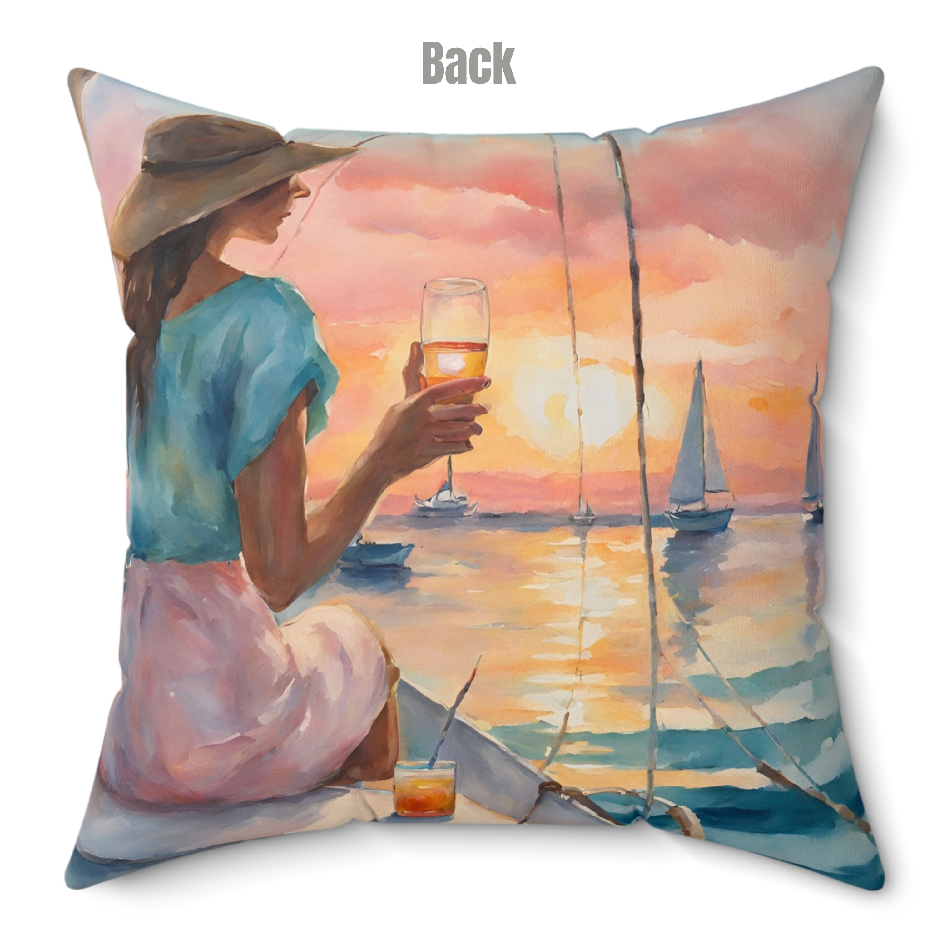 Sailing Day Spun Polyester Square Pillow, 4 sizes product thumbnail image
