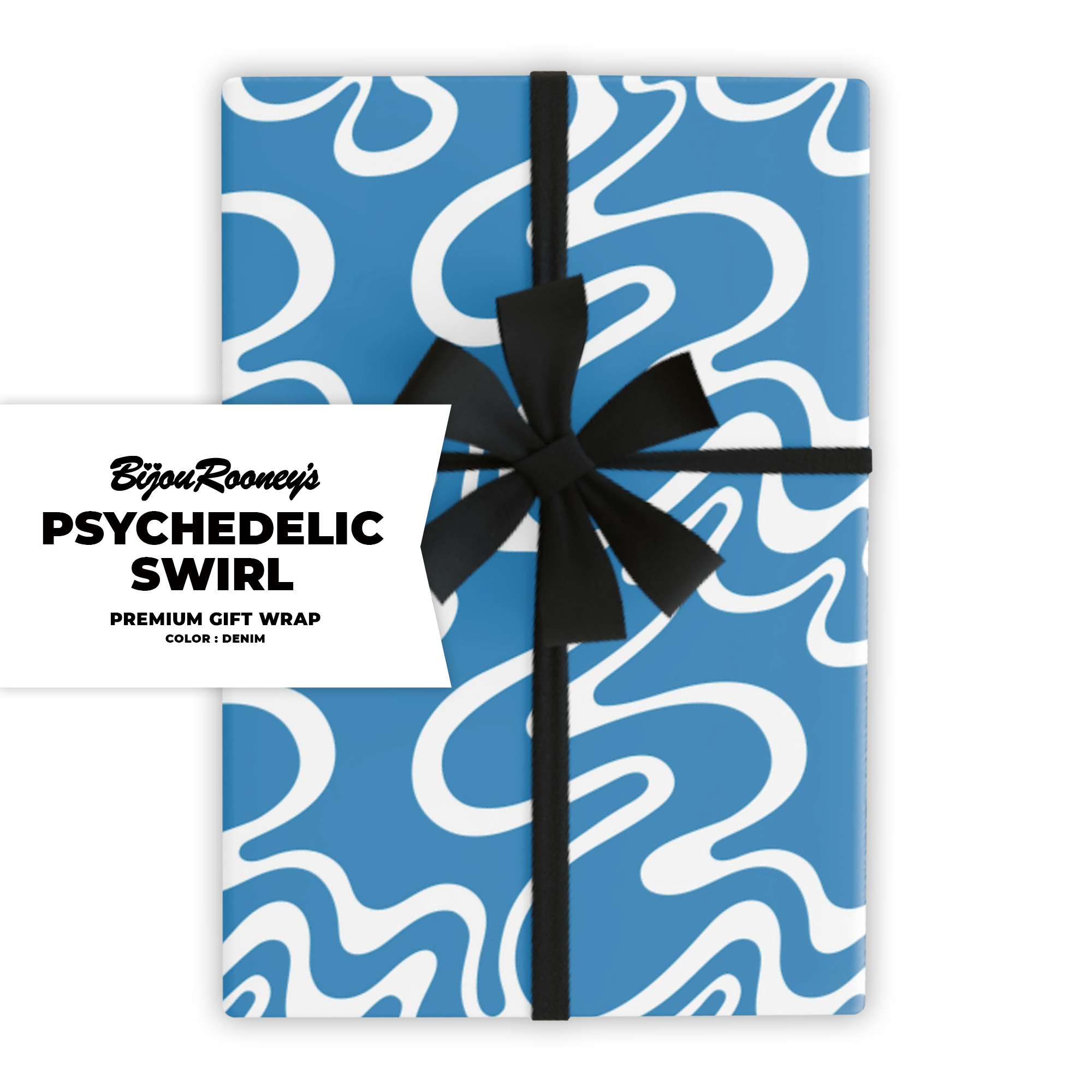 Psychedelic Swirl Gift Wrap in Denim