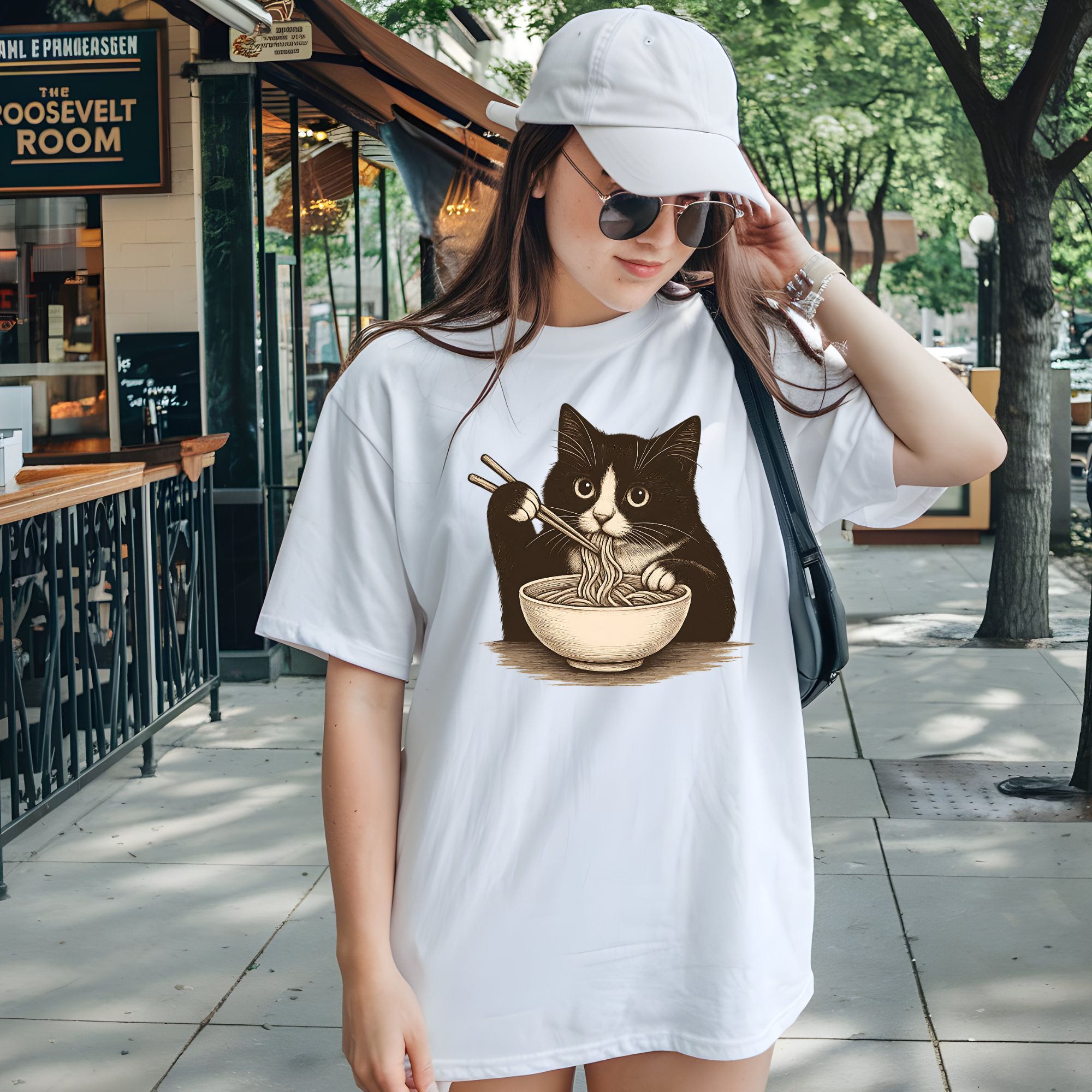 Cute Cat Eating Noodles T-Shirt - Perfect for Cat Lovers and Foodies product thumbnail image Cute Cat Eating Noodles T-Shirt - Perfect for Cat Lovers and Foodies product thumbnail image