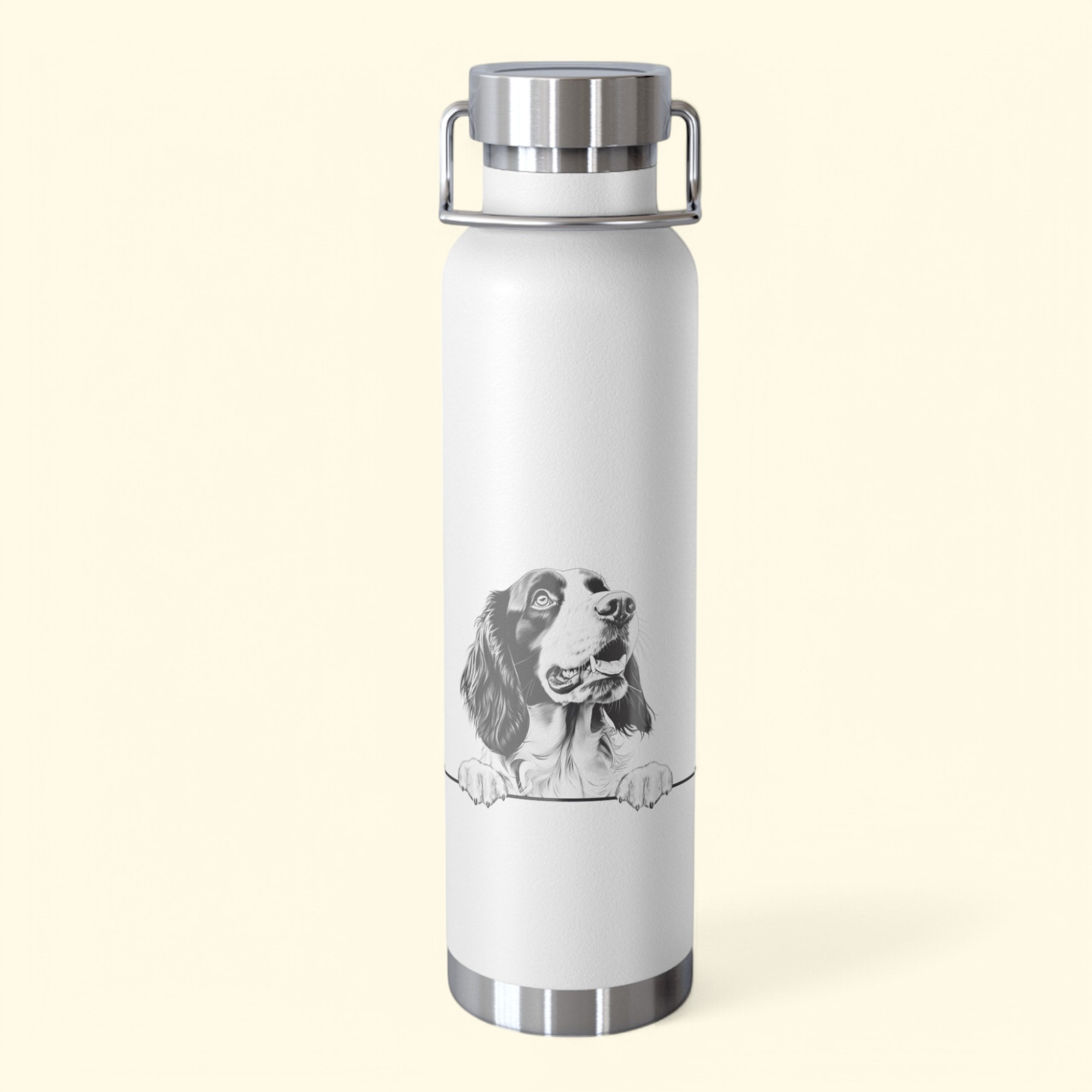 Springer Spanie Copper Water Bottle - 22oz Vacuum Insulated Flask with Adorable Pup Design