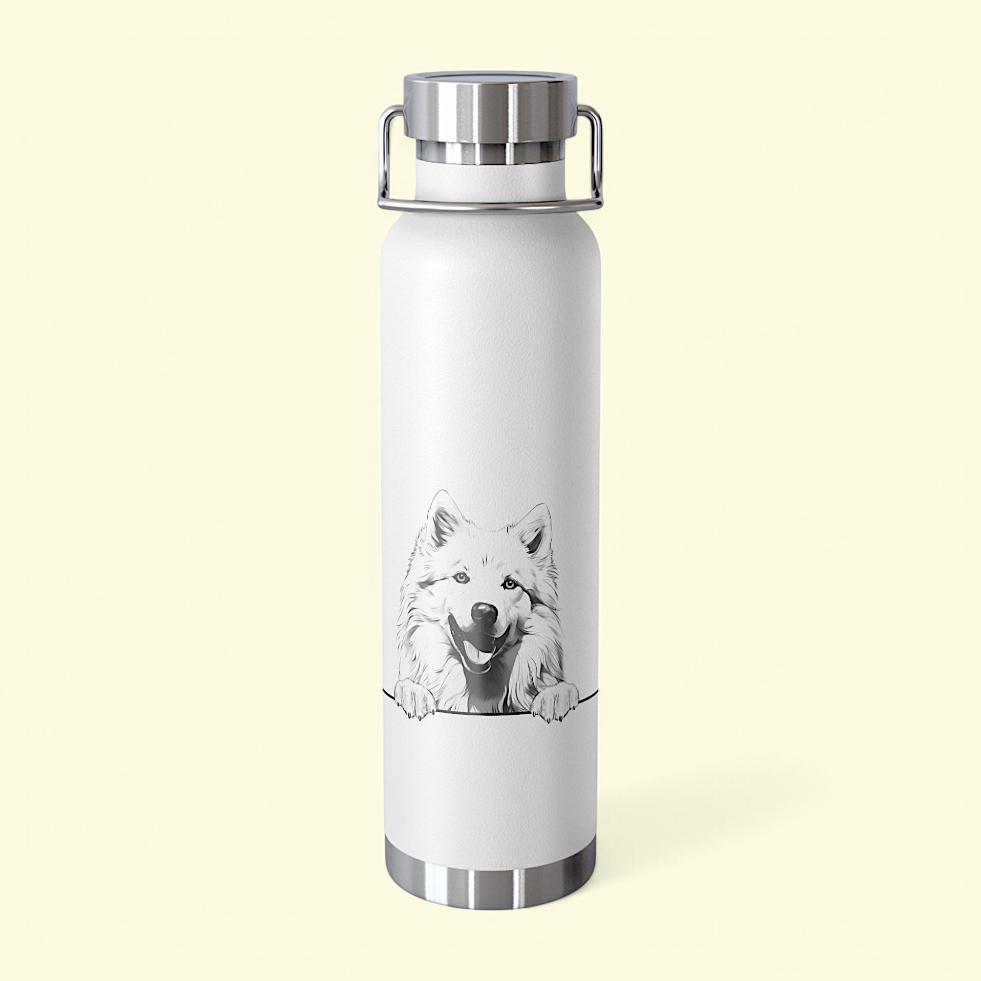Samoyed Copper Water Bottle - 22oz Vacuum Insulated Flask with Adorable Pup Design