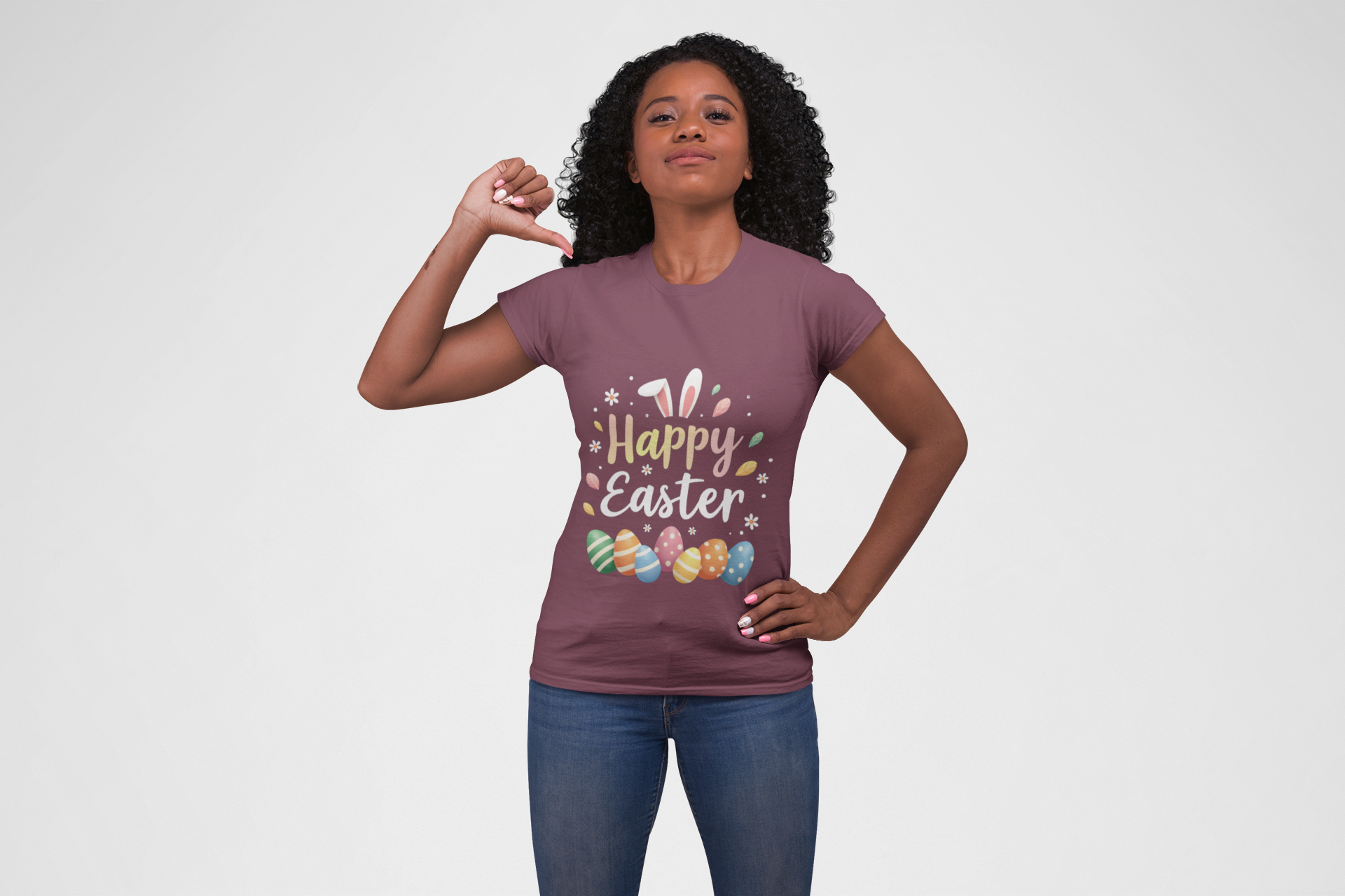 Easter Bunny T-Shirt, Colorful Eggs Tee, Spring Holiday Shirt, Unisex Softstyle Top, Easter Gift Idea product thumbnail image