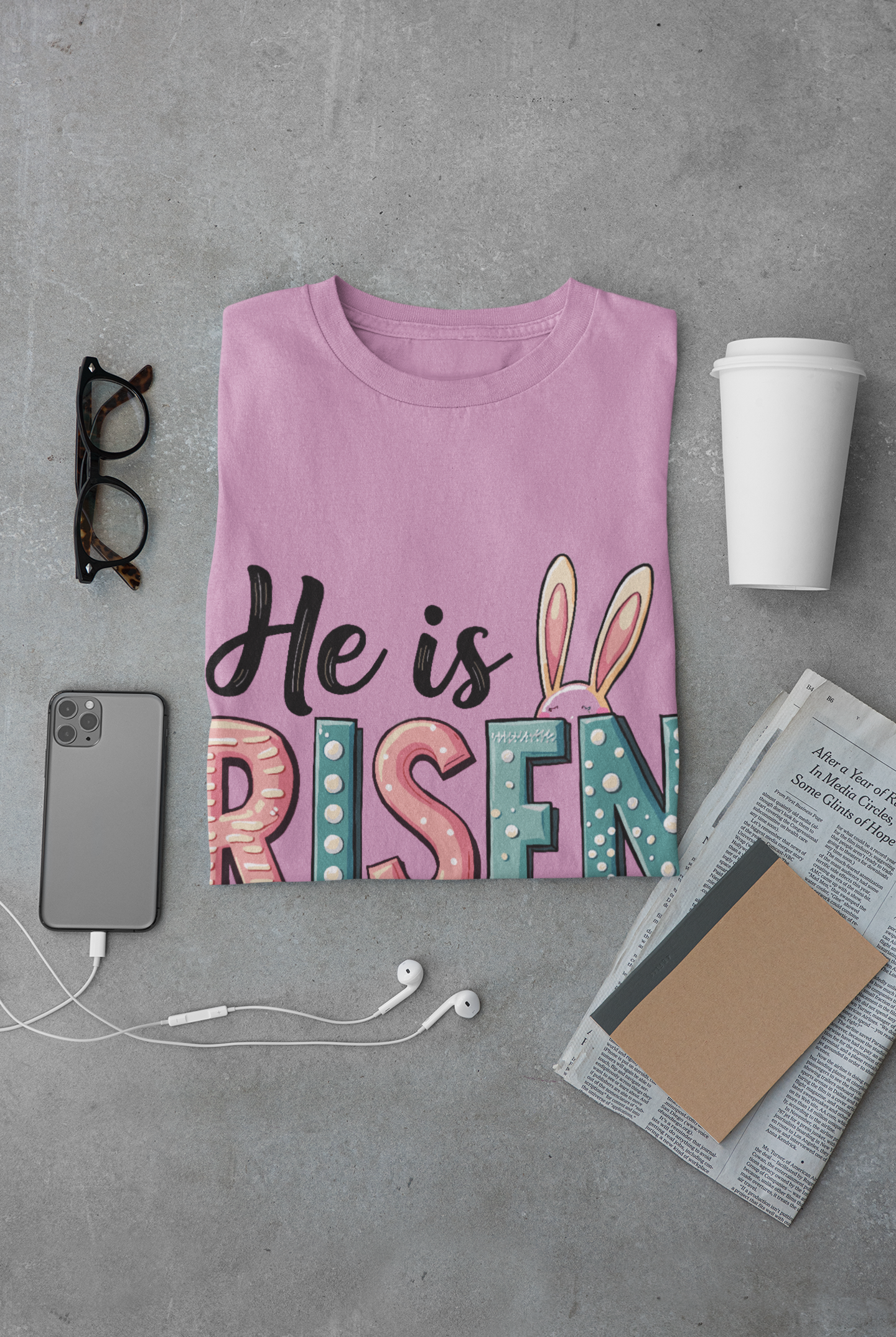 Easter Inspirational T-Shirt - 'He is Risen' Design product thumbnail image