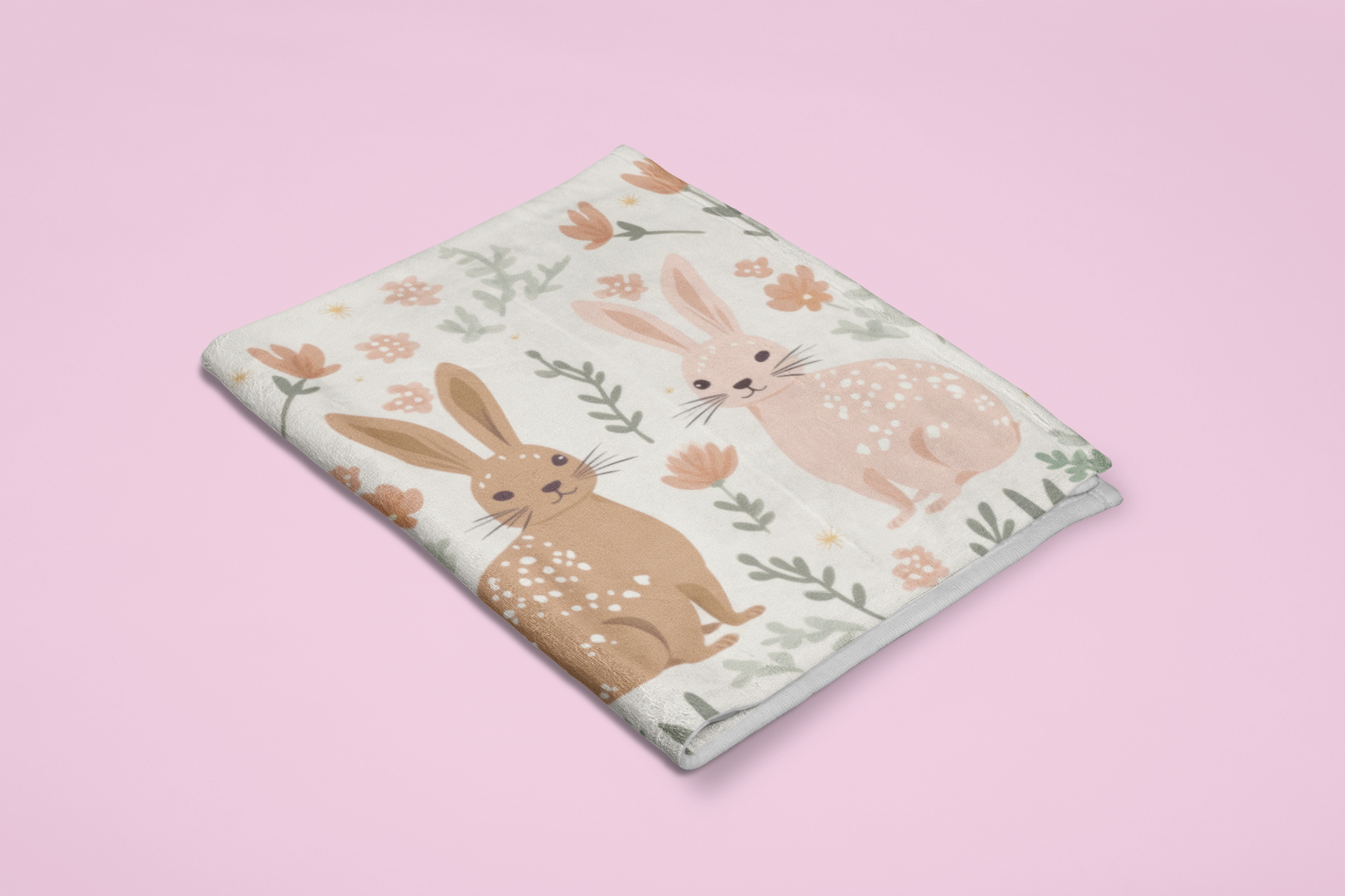 Bunny Floral Fleece Baby Blanket, Soft Nursery Decor, Infant Gift, Easter Throw, Newborn Snuggle Blanket product thumbnail image Bunny Floral Fleece Baby Blanket, Soft Nursery Decor, Infant Gift, Easter Throw, Newborn Snuggle Blanket product thumbnail image