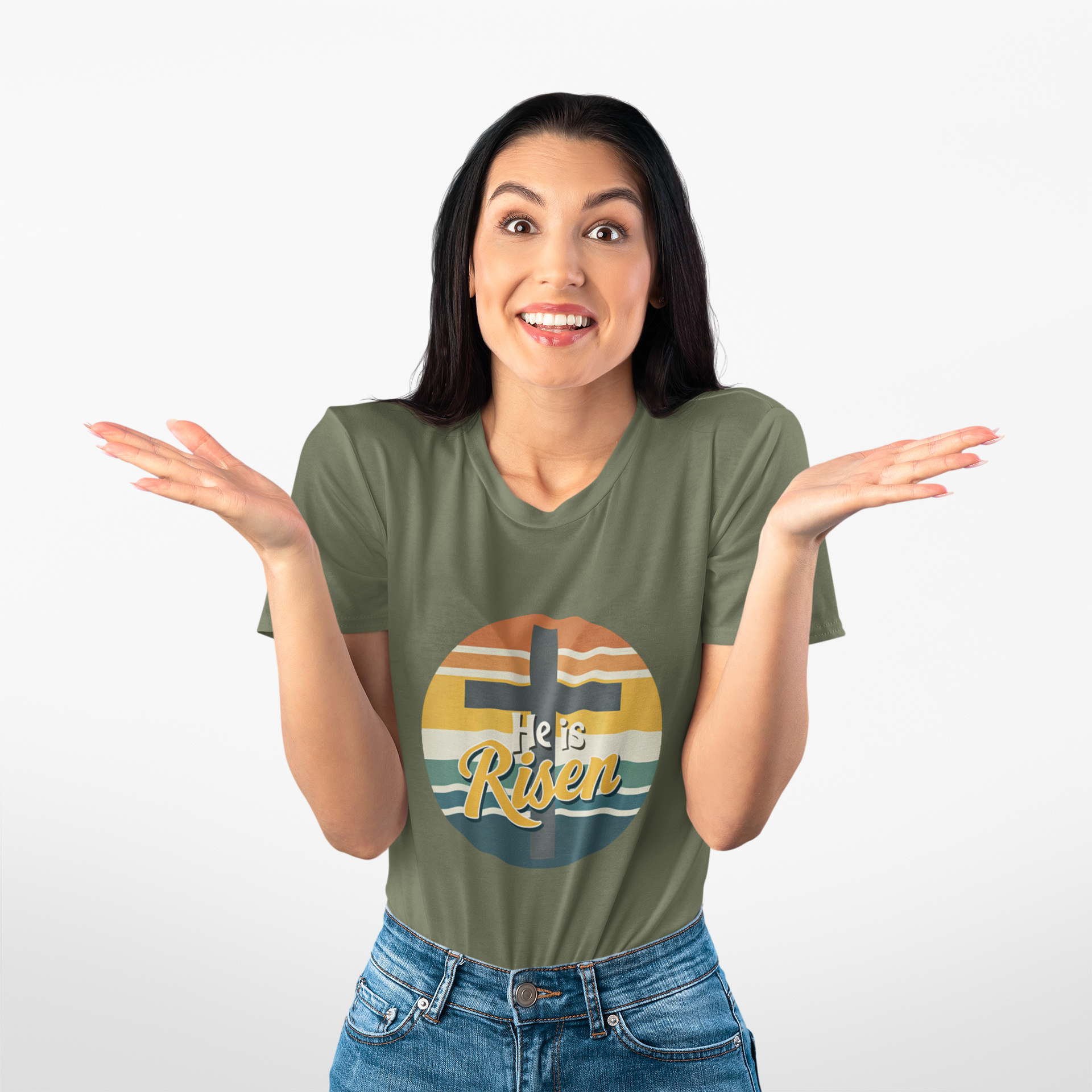 He Is Risen Unisex Heavy Cotton Tee - Faith-Inspired Graphic T-Shirt for Easter and Everyday Wear