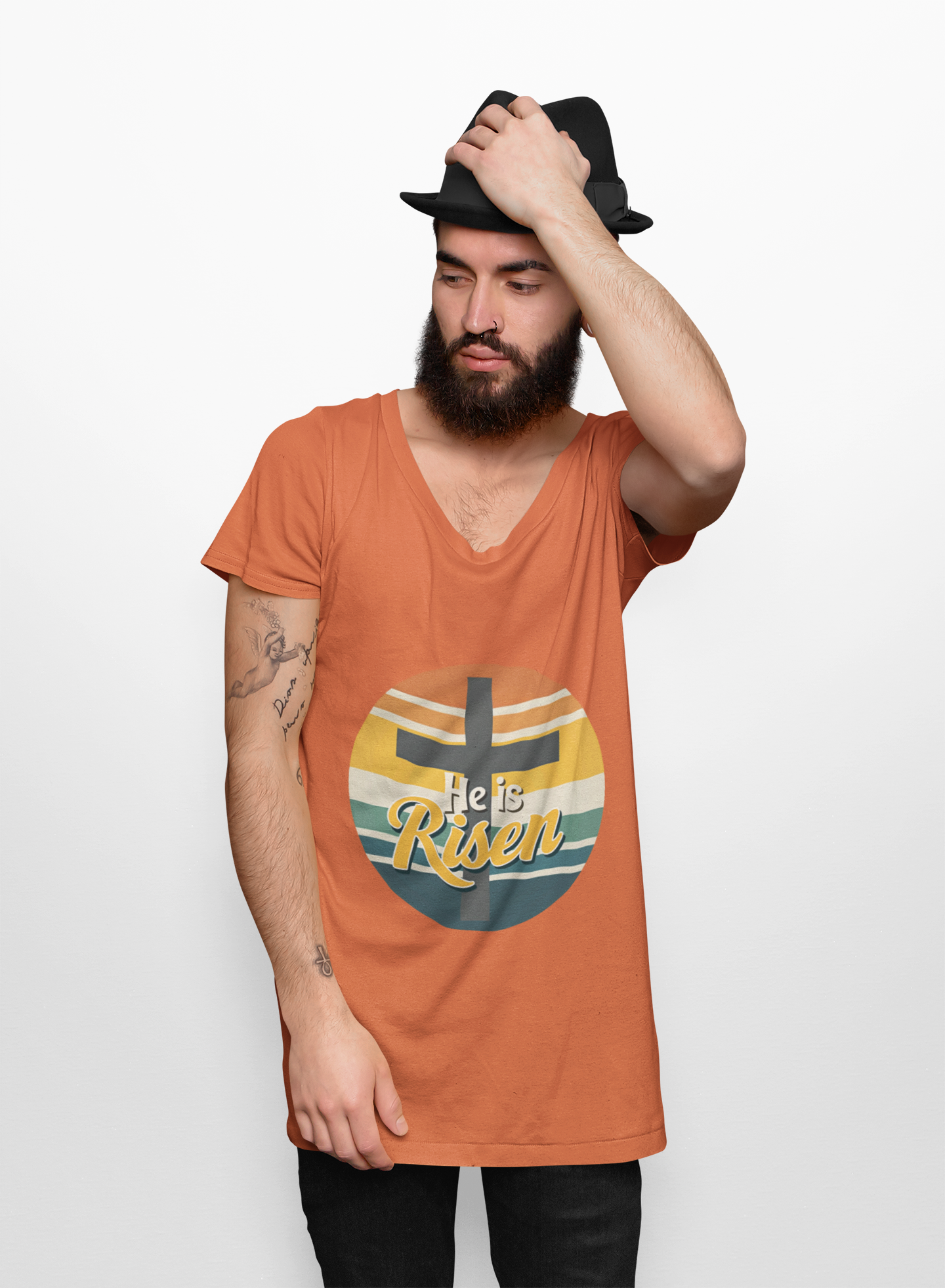 He Is Risen Unisex Heavy Cotton Tee - Faith-Inspired Graphic T-Shirt for Easter and Everyday Wear product thumbnail image He Is Risen Unisex Heavy Cotton Tee - Faith-Inspired Graphic T-Shirt for Easter and Everyday Wear product thumbnail image