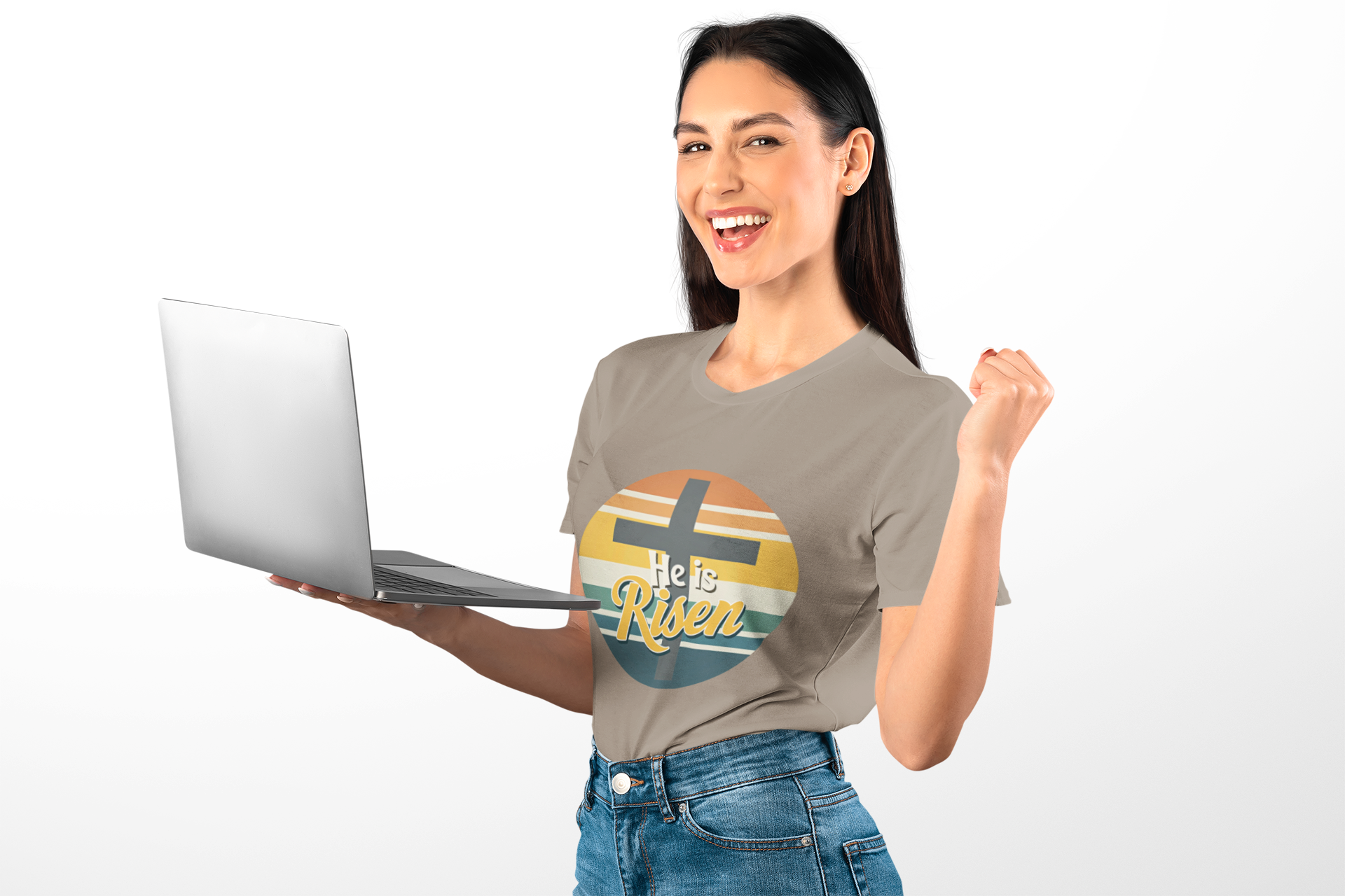 He Is Risen Unisex Heavy Cotton Tee - Faith-Inspired Graphic T-Shirt for Easter and Everyday Wear product thumbnail image