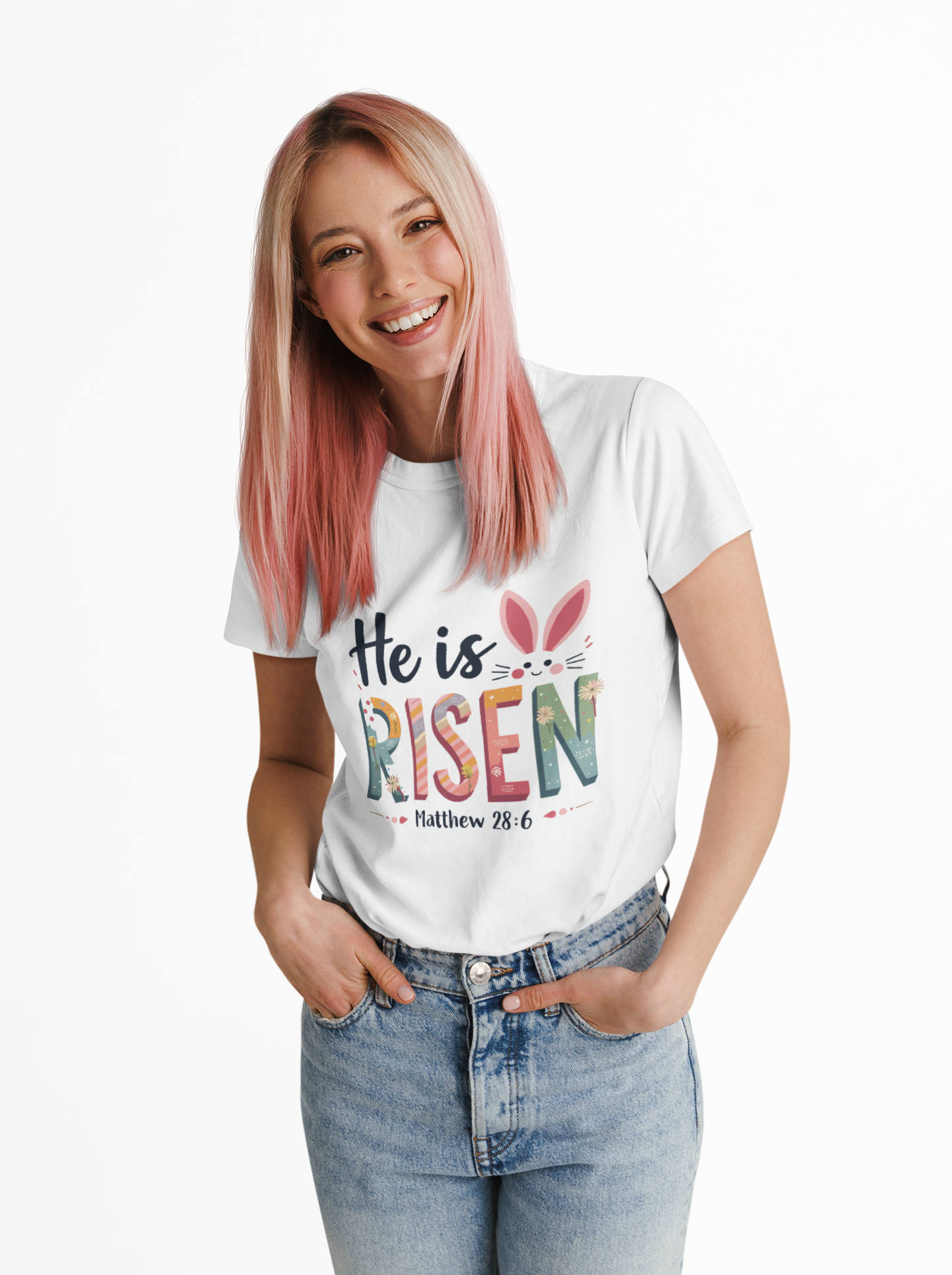 Floral Easter Unisex T-Shirt - Risen Joy Message