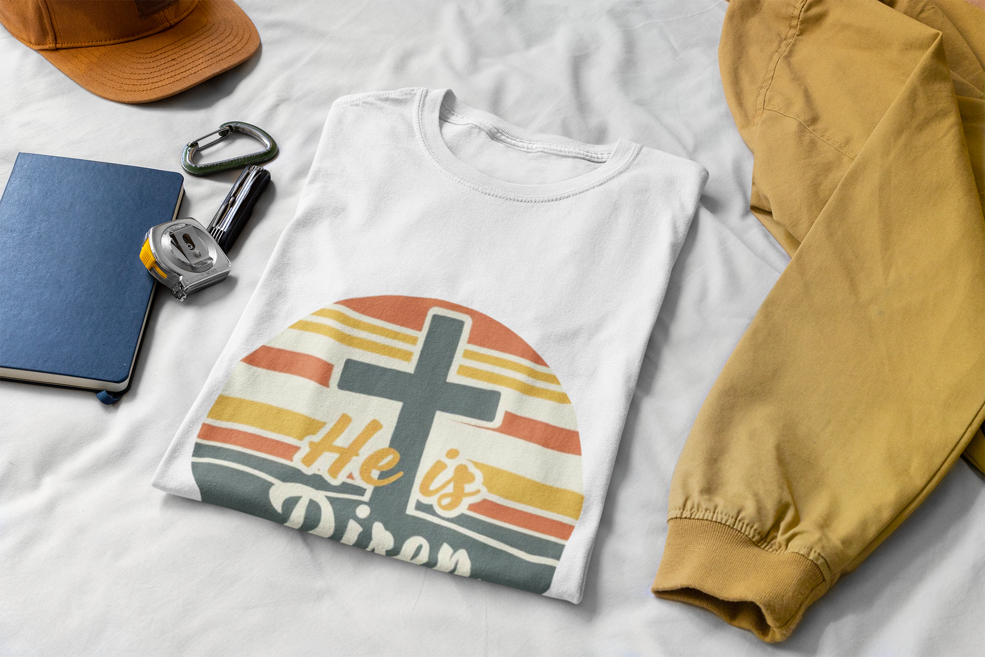 He is Risen Unisex Softstyle T-Shirt - Inspirational Christian Tee for Easter Celebration product thumbnail image