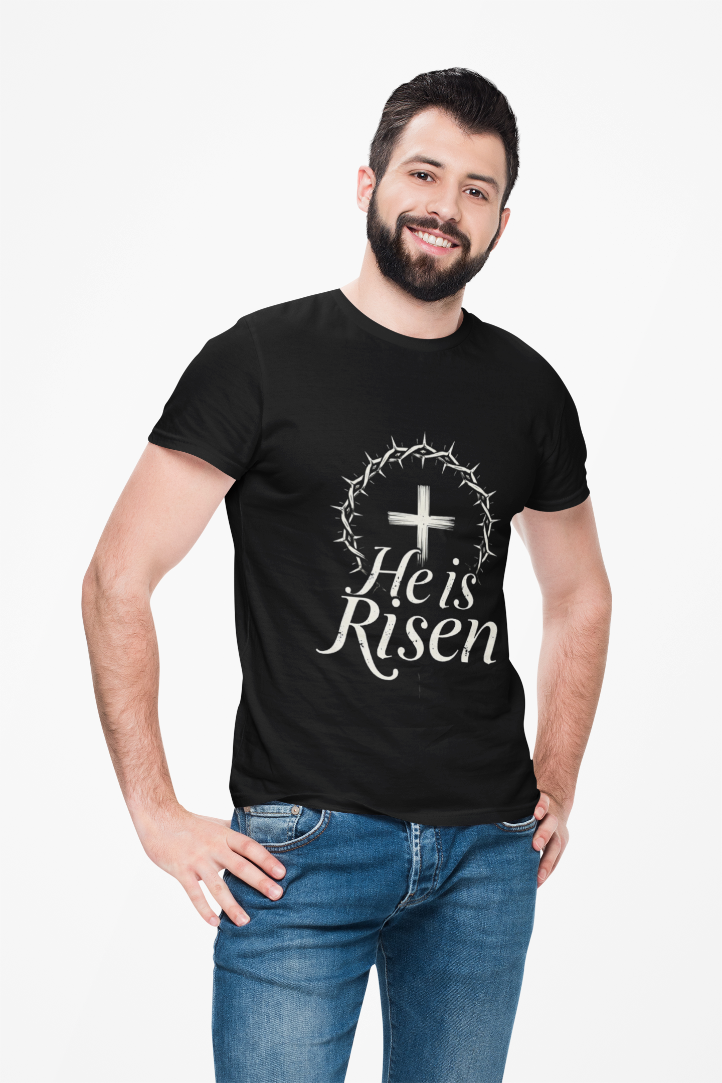 Christian T-Shirt Risen Crown - Cross of Resurrection Hope product thumbnail image