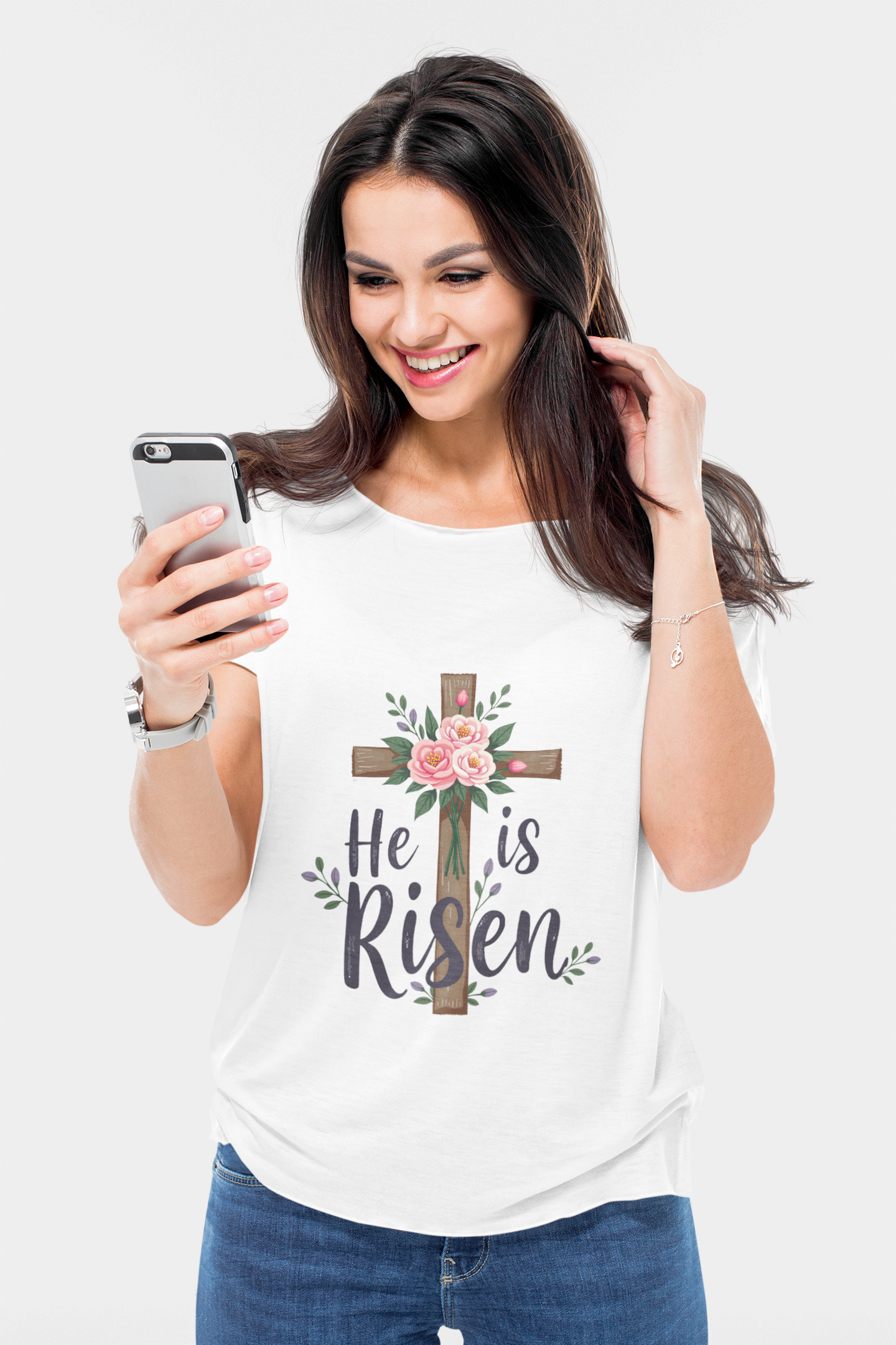 Floral Cross T-Shirt - Risen Grace Easter Hope Unisex Softstyle product thumbnail image Floral Cross T-Shirt - Risen Grace Easter Hope Unisex Softstyle product thumbnail image