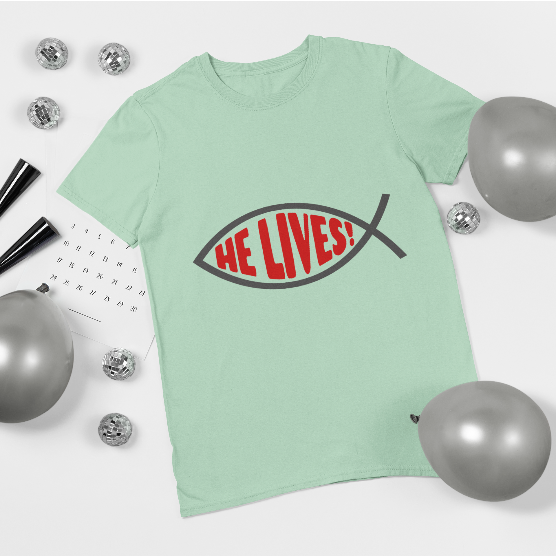 Unisex T-Shirt - He Lives Fish - Bold Resurrection Message product thumbnail image Unisex T-Shirt - He Lives Fish - Bold Resurrection Message product thumbnail image