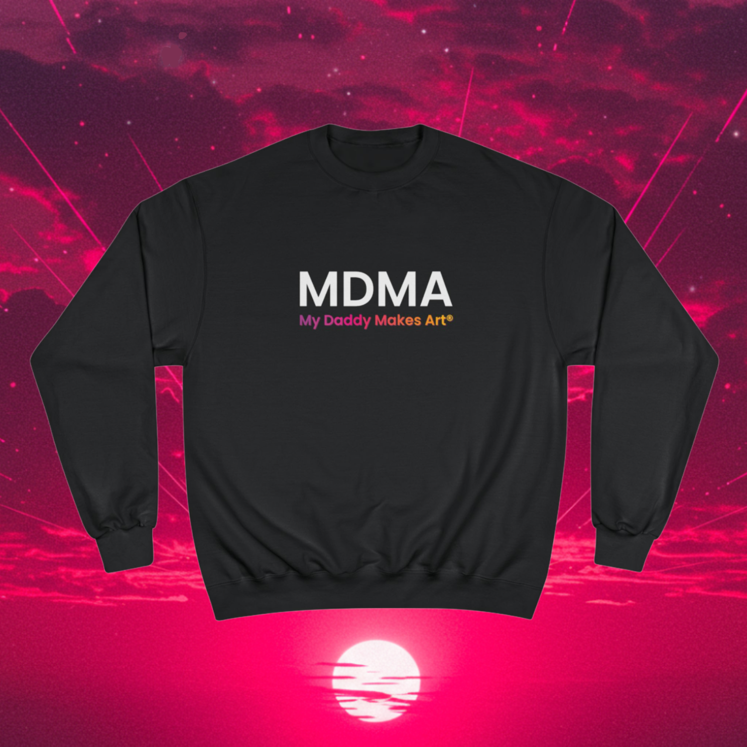 Midnight Sunrise Crewneck Sweatshirt by My Daddy Makes Art® product thumbnail image Midnight Sunrise Crewneck Sweatshirt by My Daddy Makes Art® product thumbnail image