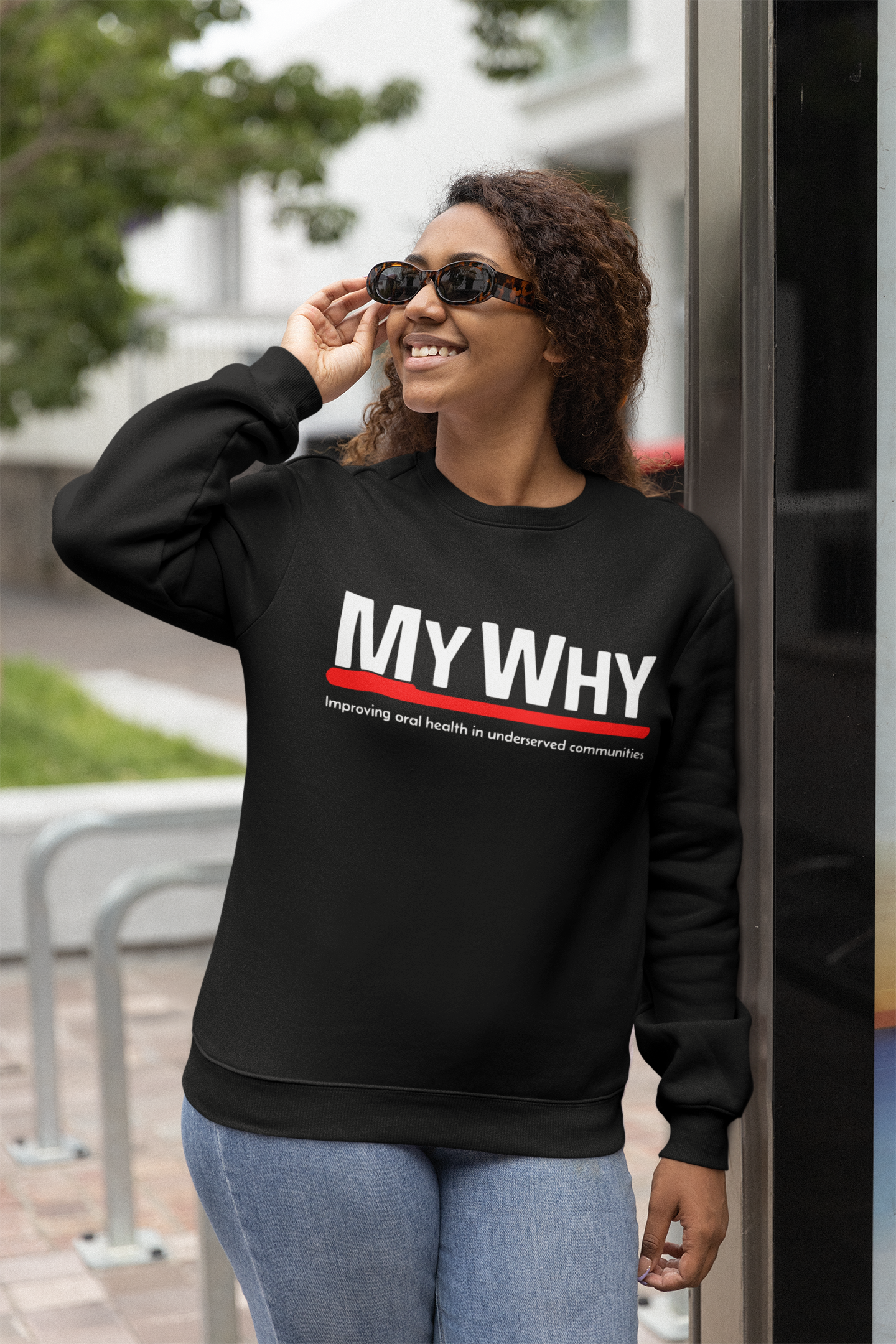 MY WHY Unisex Crewneck Sweatshirt - Empowering Oral Health Awareness product thumbnail image