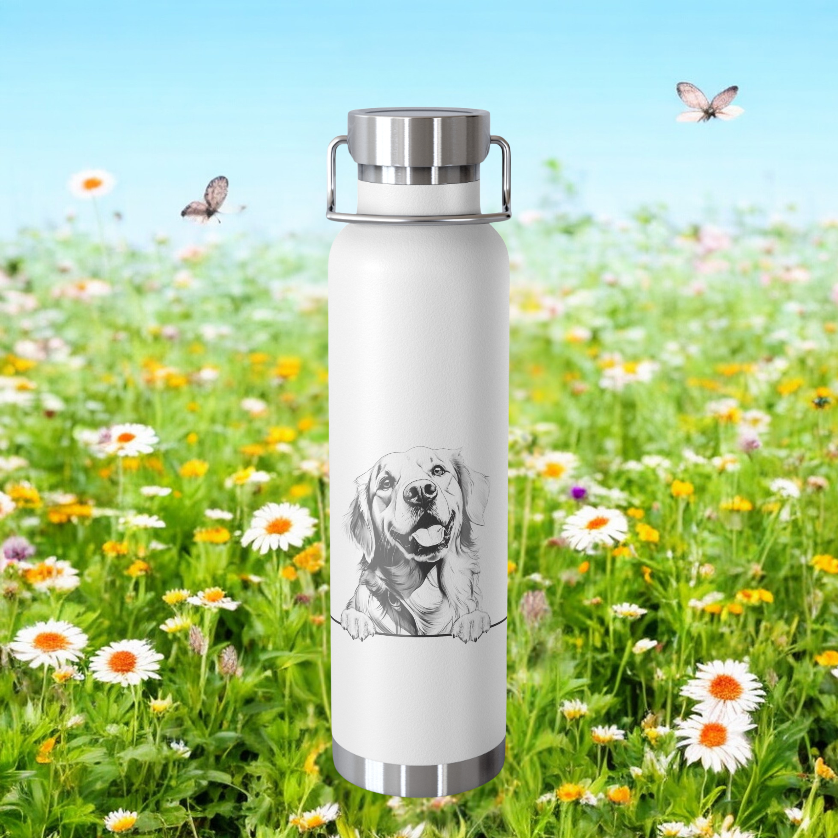 Golden retriever Copper Water Bottle - 22oz Vacuum Insulated Flask with Adorable Pup Design product thumbnail image Golden retriever Copper Water Bottle - 22oz Vacuum Insulated Flask with Adorable Pup Design product thumbnail image