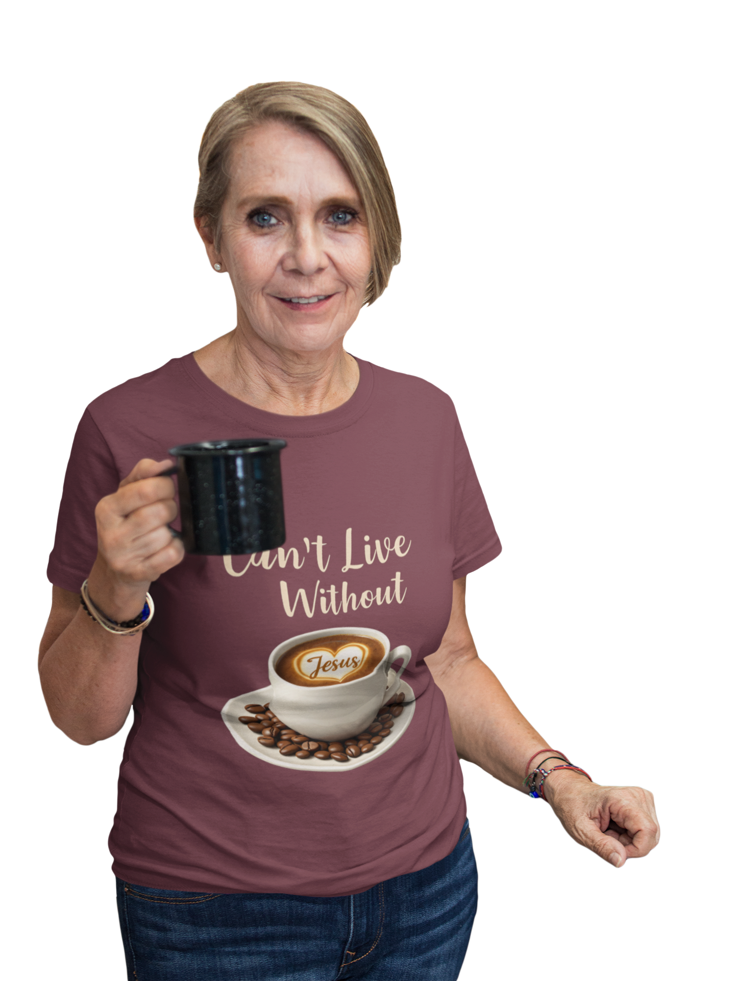 Can't Live Without Jesus, Coffee Lover T-Shirt product thumbnail image Can't Live Without Jesus, Coffee Lover T-Shirt product thumbnail image