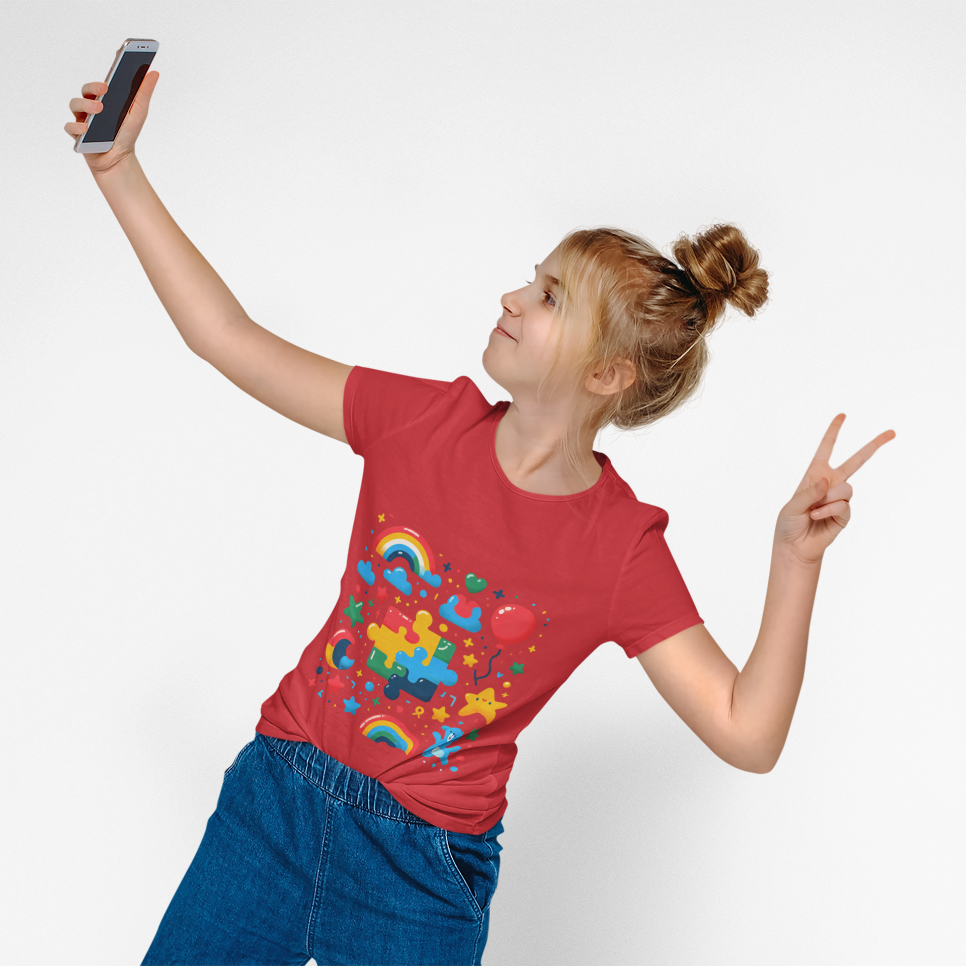 Colorful Puzzle Play Kids Tee - Fun &amp; Creative Children's T-Shirt product thumbnail image