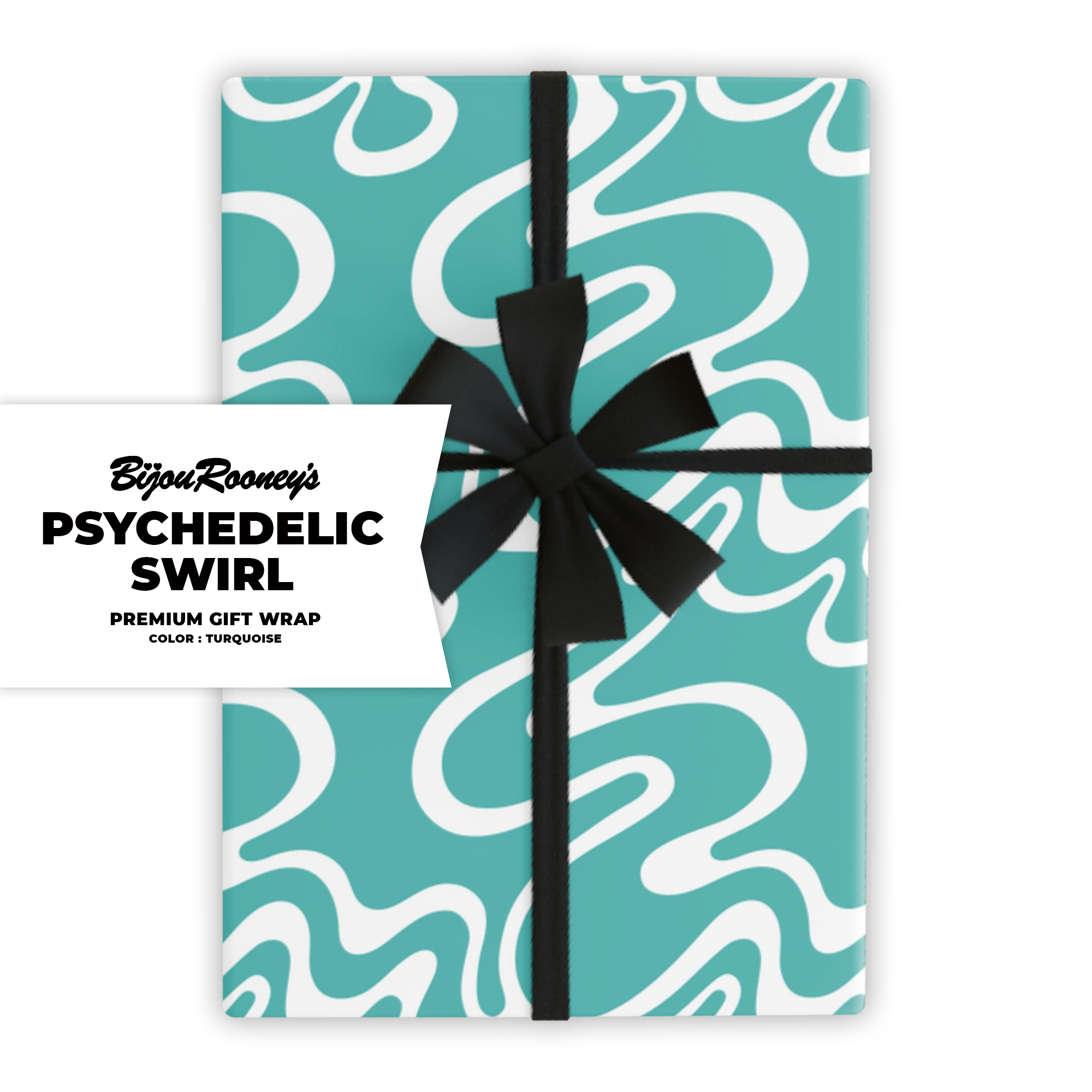 Psychedelic Swirl Gift Wrap in Turquoise