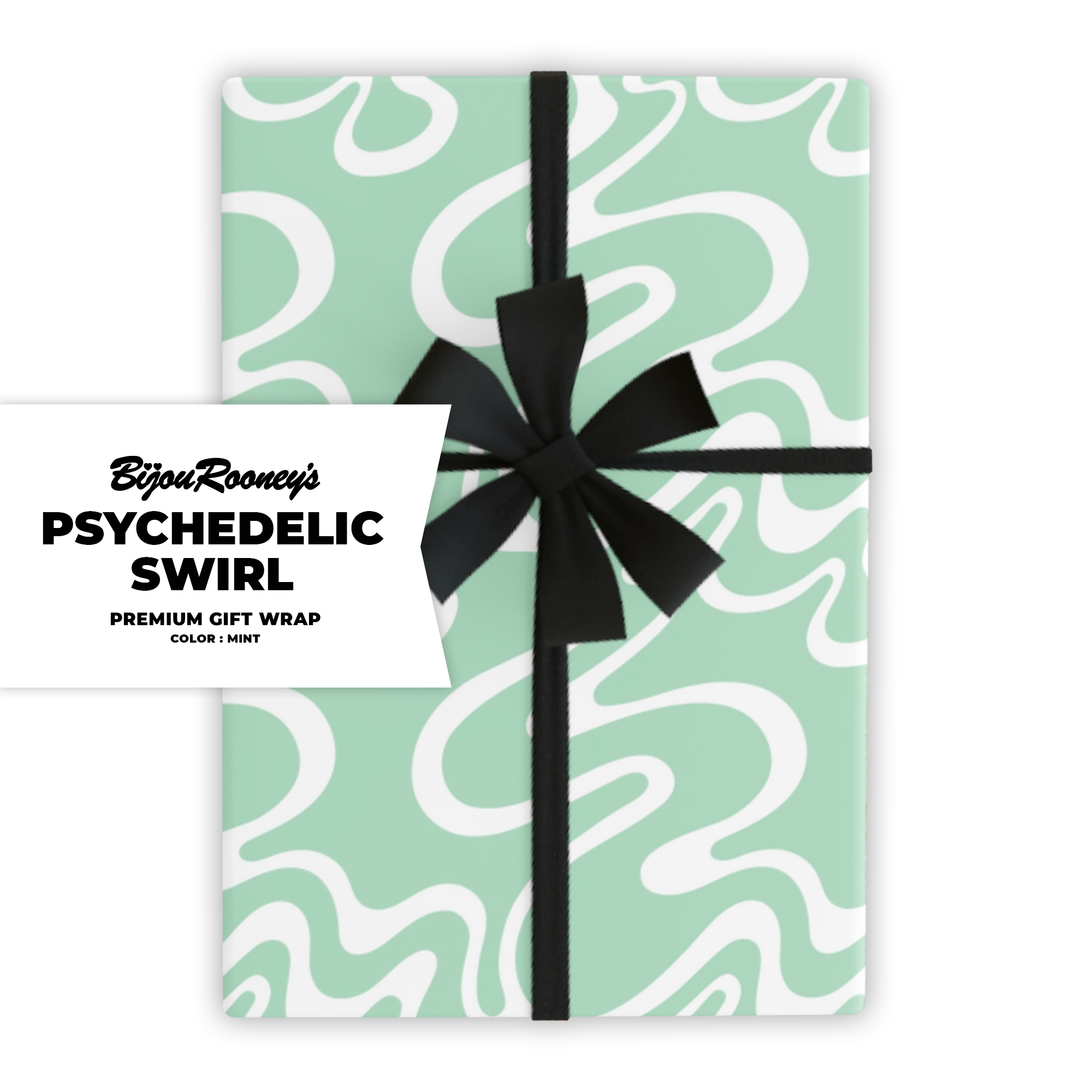 Psychedelic Swirl Gift Wrap in Mint