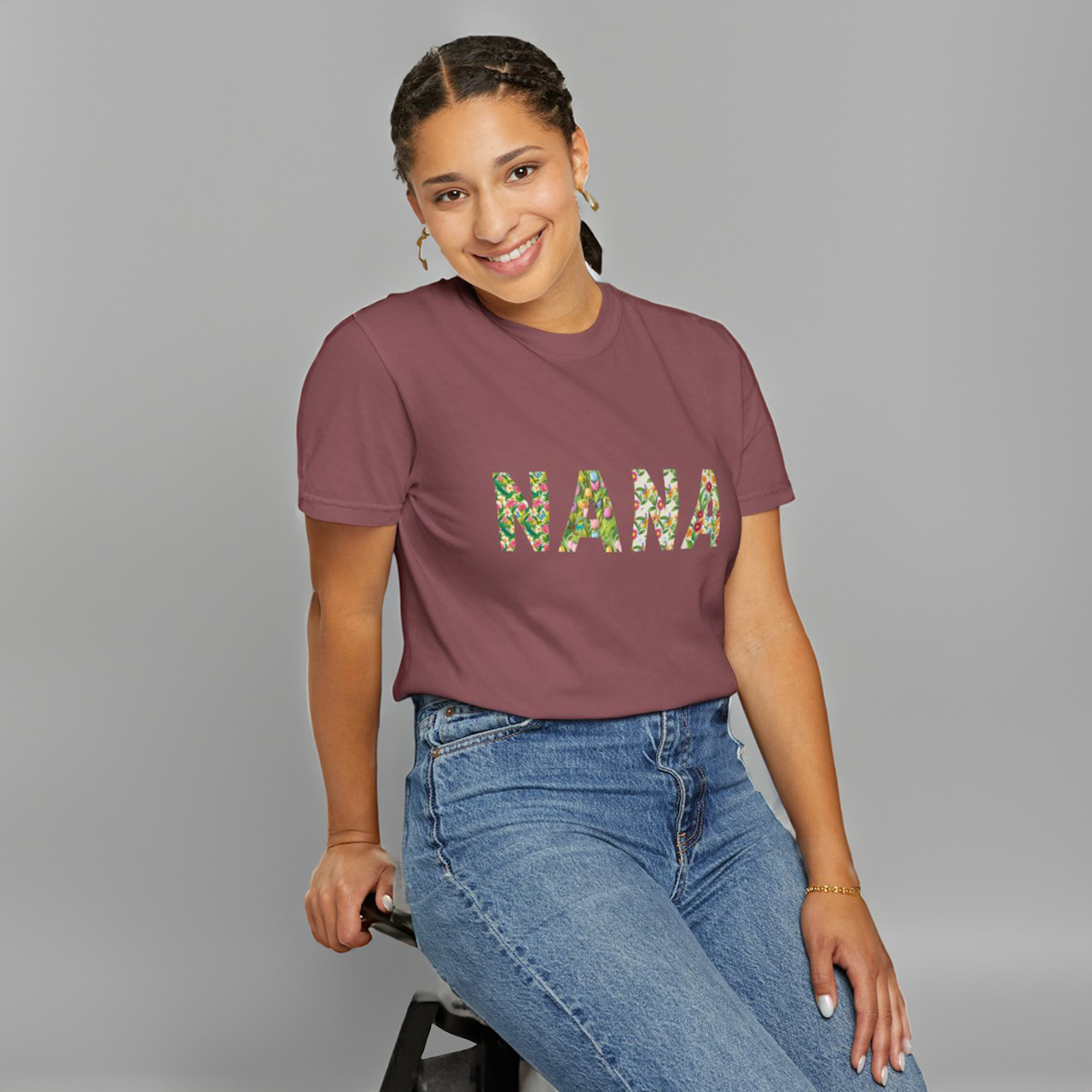 Floral 'NANA' Garment-Dyed T-Shirt Perfect for Grandparents Day & Family Gatherings Floral 'NANA' Garment-Dyed T-Shirt Perfect for Grandparents Day & Family Gatherings