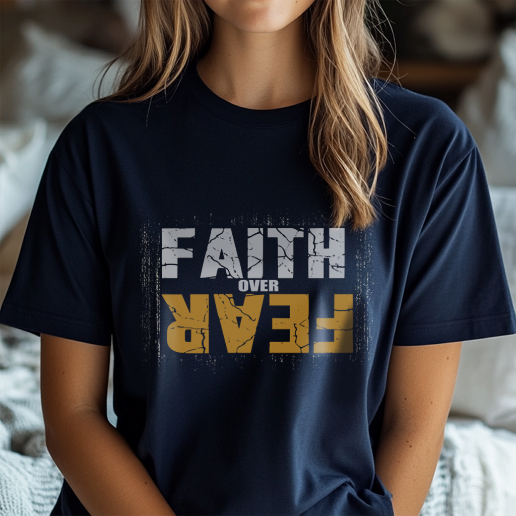 Faith Over Fear Women's Triblend Tee - Christian T-Shirt - Inspirational Shirt - Religious Gift for Her - Image 1 | Lily's Pad Studio