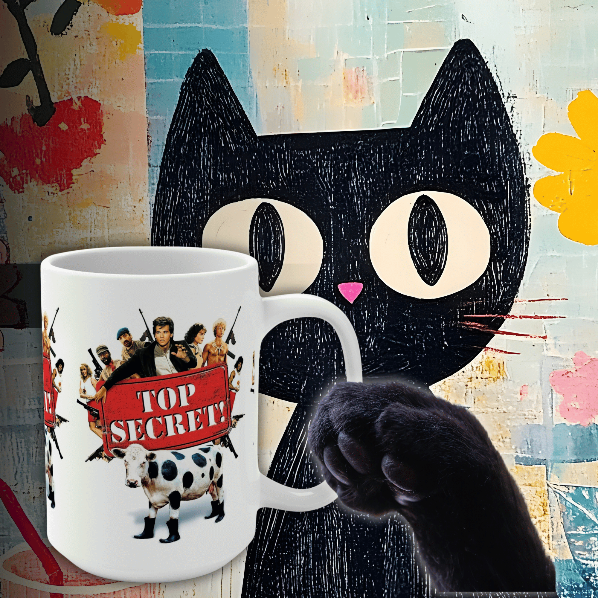 Top Secret 1984 Movie Poster Mug - Quirky Nostalgic Coffee Cup for Movie Buffs, Large Ceramic Tea Cup, Unique Gift