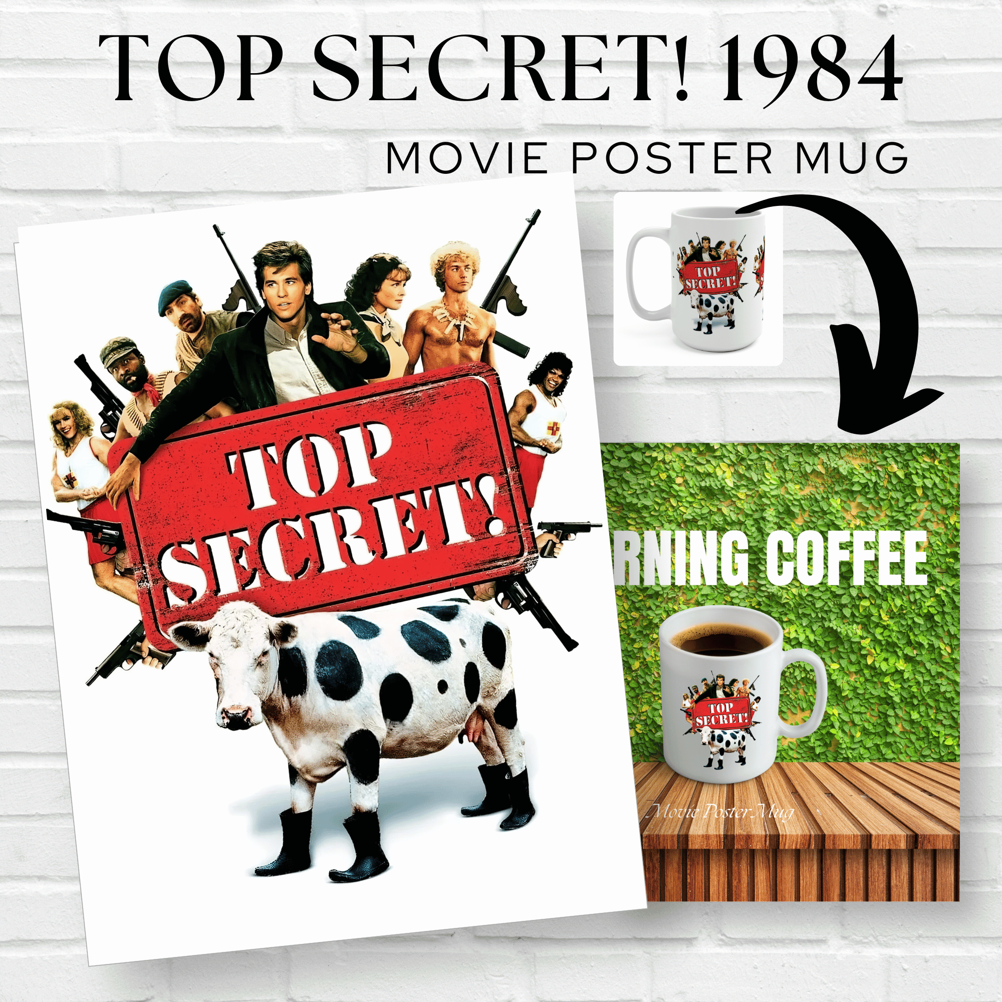 Top Secret 1984 Movie Poster Mug - Quirky Nostalgic Coffee Cup for Movie Buffs, Large Ceramic Tea Cup, Unique Gift product thumbnail image Top Secret 1984 Movie Poster Mug - Quirky Nostalgic Coffee Cup for Movie Buffs, Large Ceramic Tea Cup, Unique Gift product thumbnail image