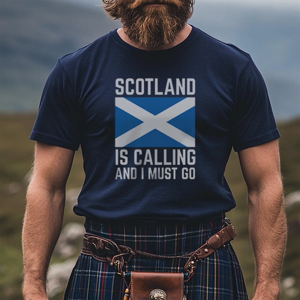 Scotland is Calling Unisex Garment-Dyed T-shirt, Scottish Pride Tee, Scotland Lover Gift, Travel T-shirt, Wanderlust Shirt - Image 1 | Lily's Pad Studio