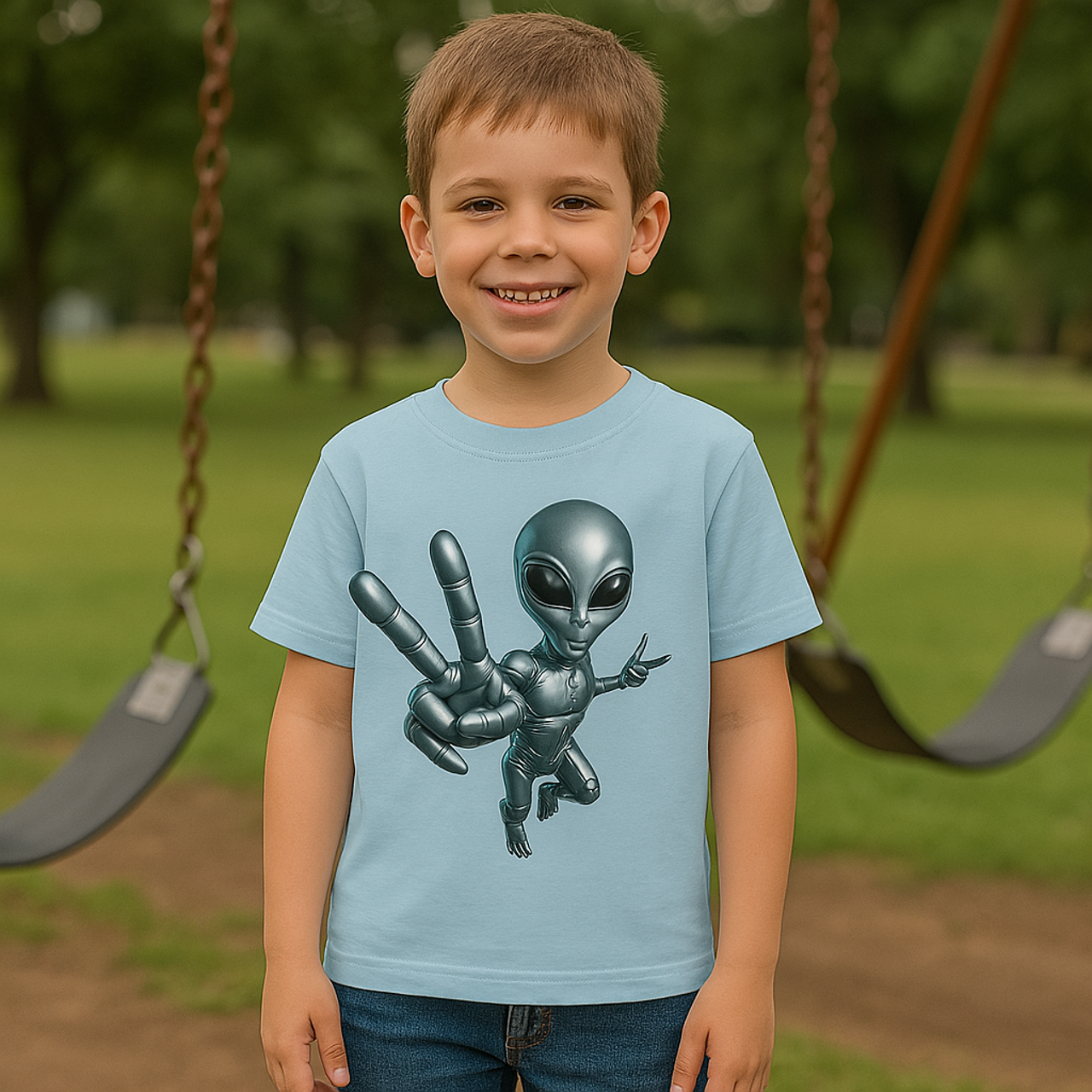 Kids' T-Shirt - Alien Peace Dude Design product thumbnail image Kids' T-Shirt - Alien Peace Dude Design product thumbnail image