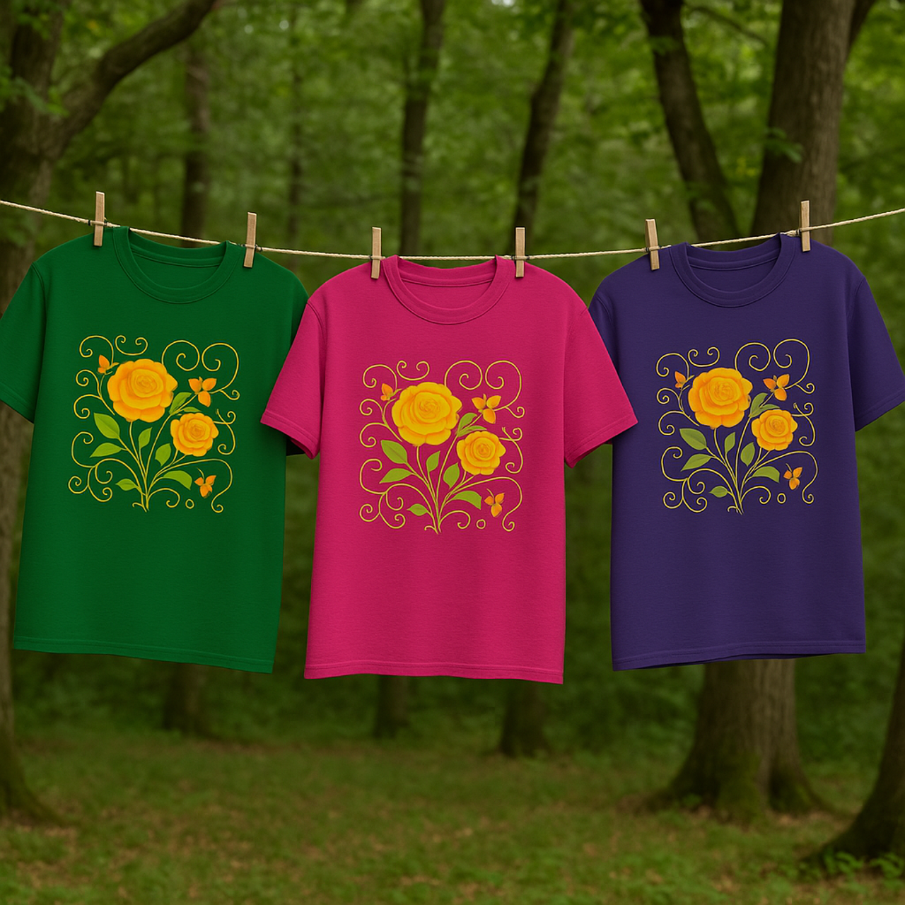 Yellow Roses and Bumble Bees T-Shirt product thumbnail image Yellow Roses and Bumble Bees T-Shirt product thumbnail image
