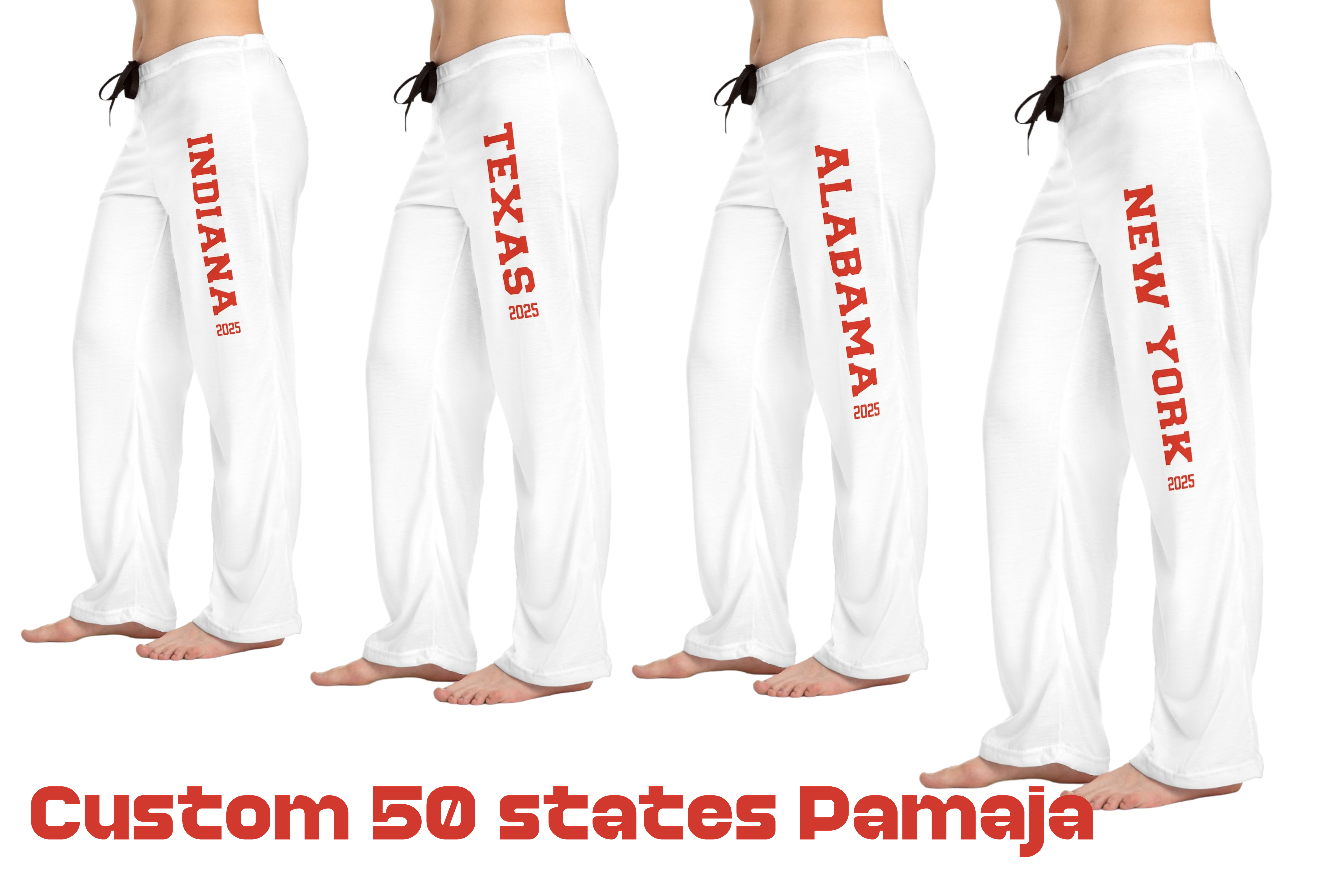 Customized Pajama Pants With 50 States ,In Cheerleader Style ,Women's Pajama Bottom ,Gift for College ,College Pajama Personalize With The 50 States product thumbnail image