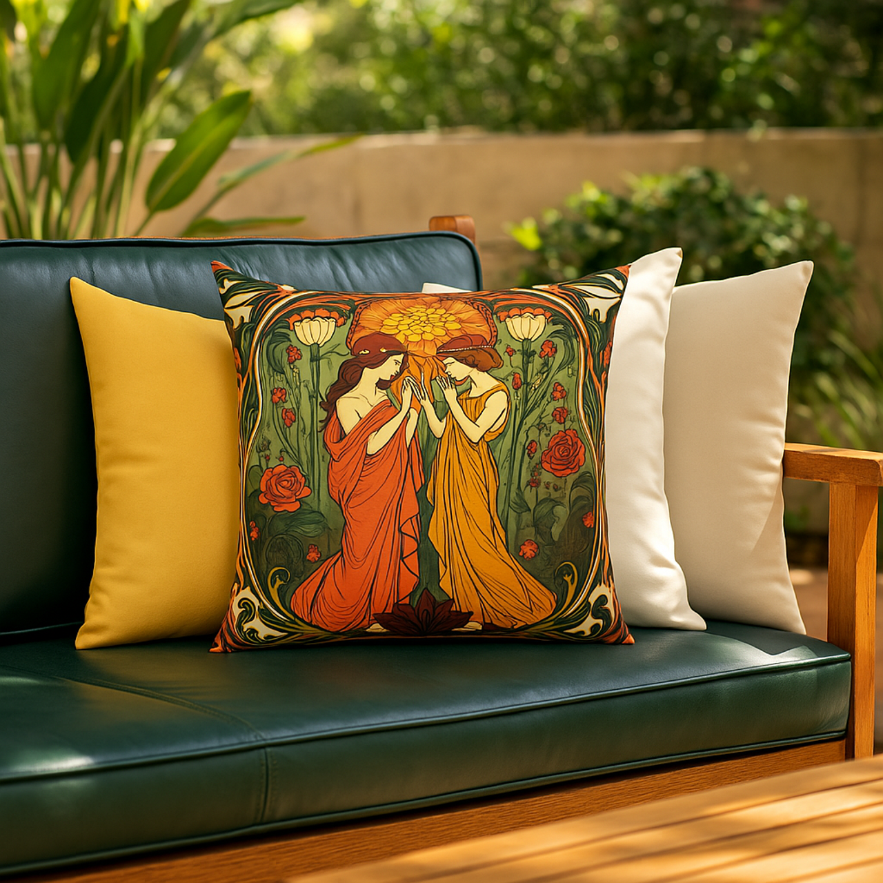 Square Pillow Greek Nymphs Design product thumbnail image Square Pillow Greek Nymphs Design product thumbnail image