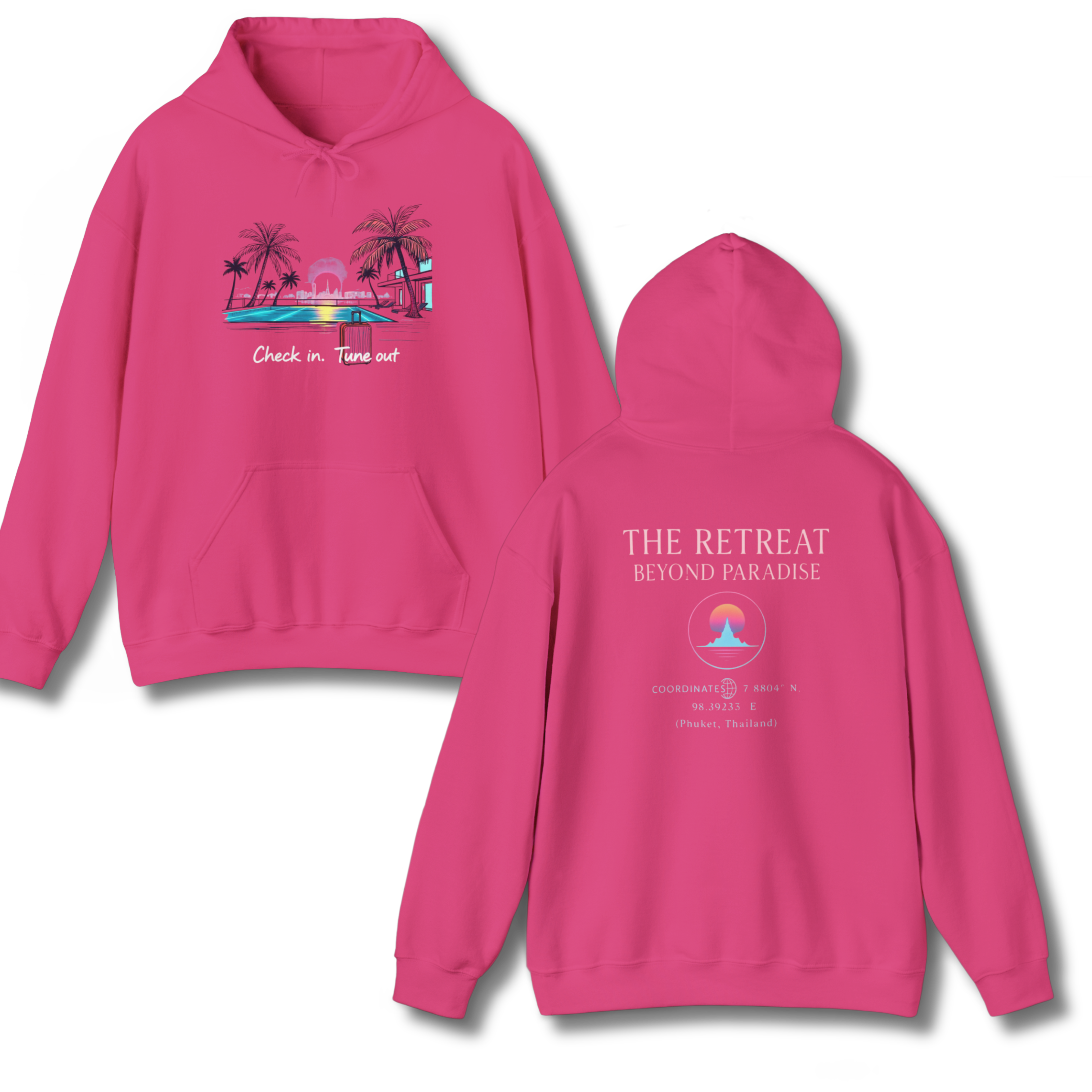 "Beyond Paradise" Hoodie – Check In. Tune Out. product thumbnail image