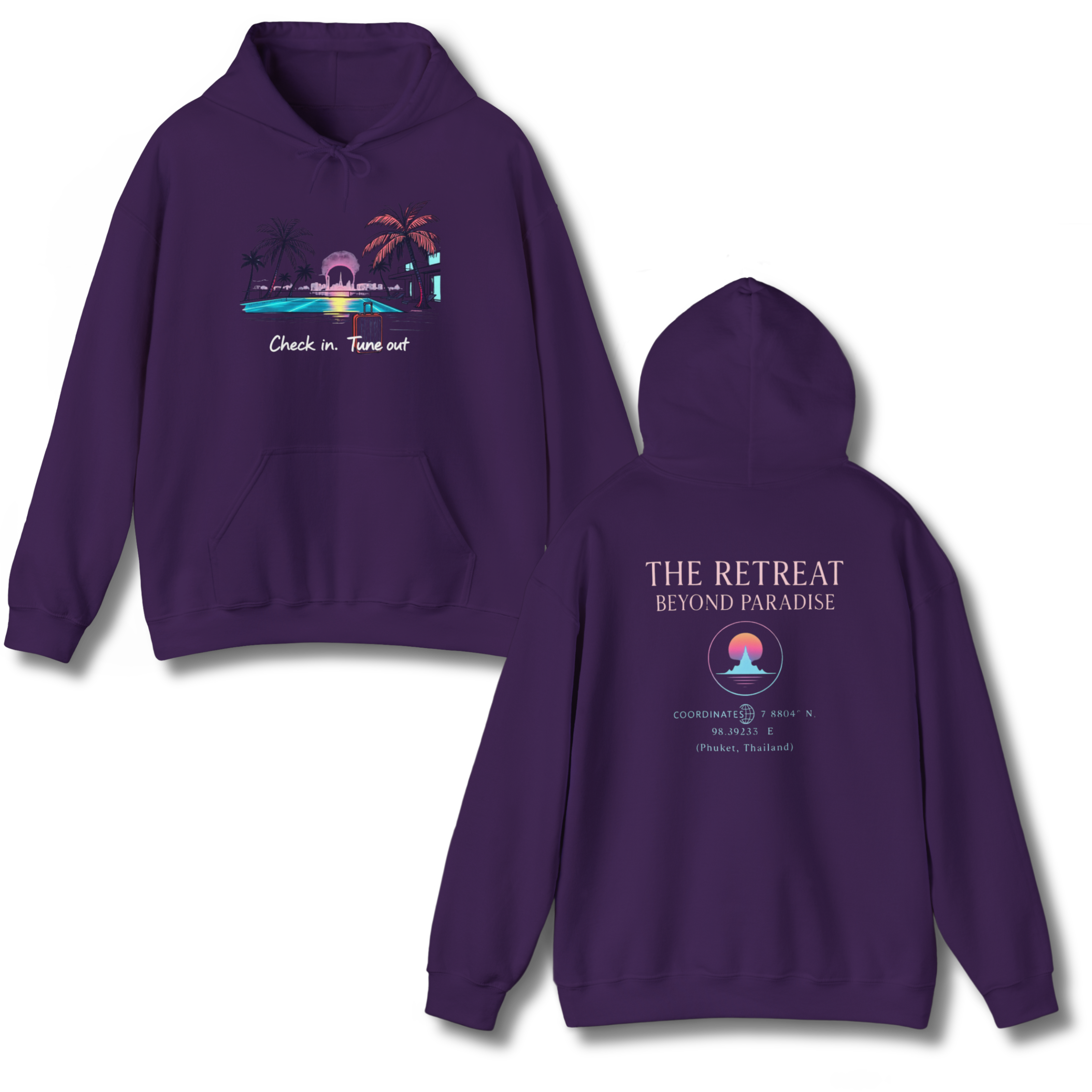 "Beyond Paradise" Hoodie – Check In. Tune Out. product thumbnail image