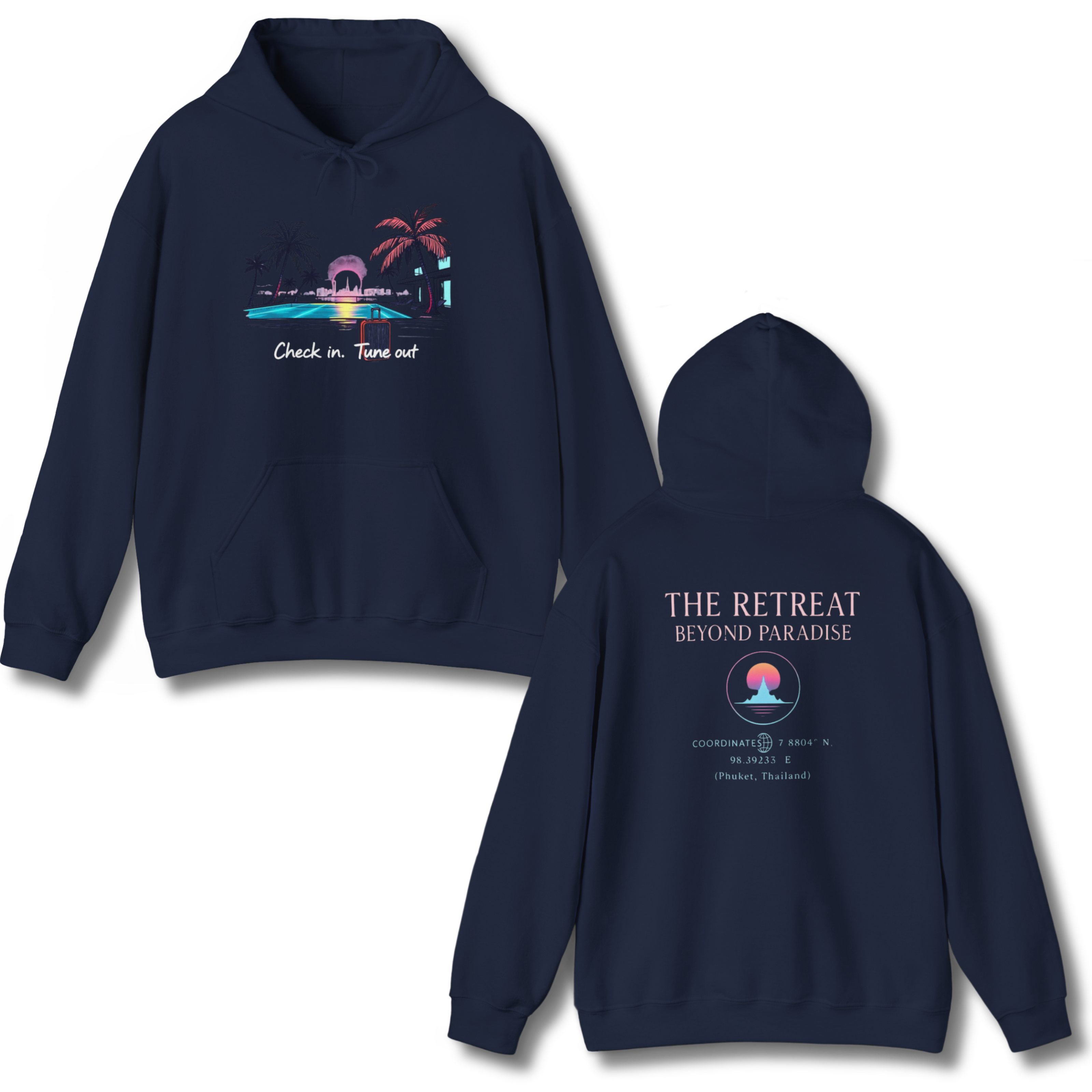 "Beyond Paradise" Hoodie – Check In. Tune Out. product thumbnail image