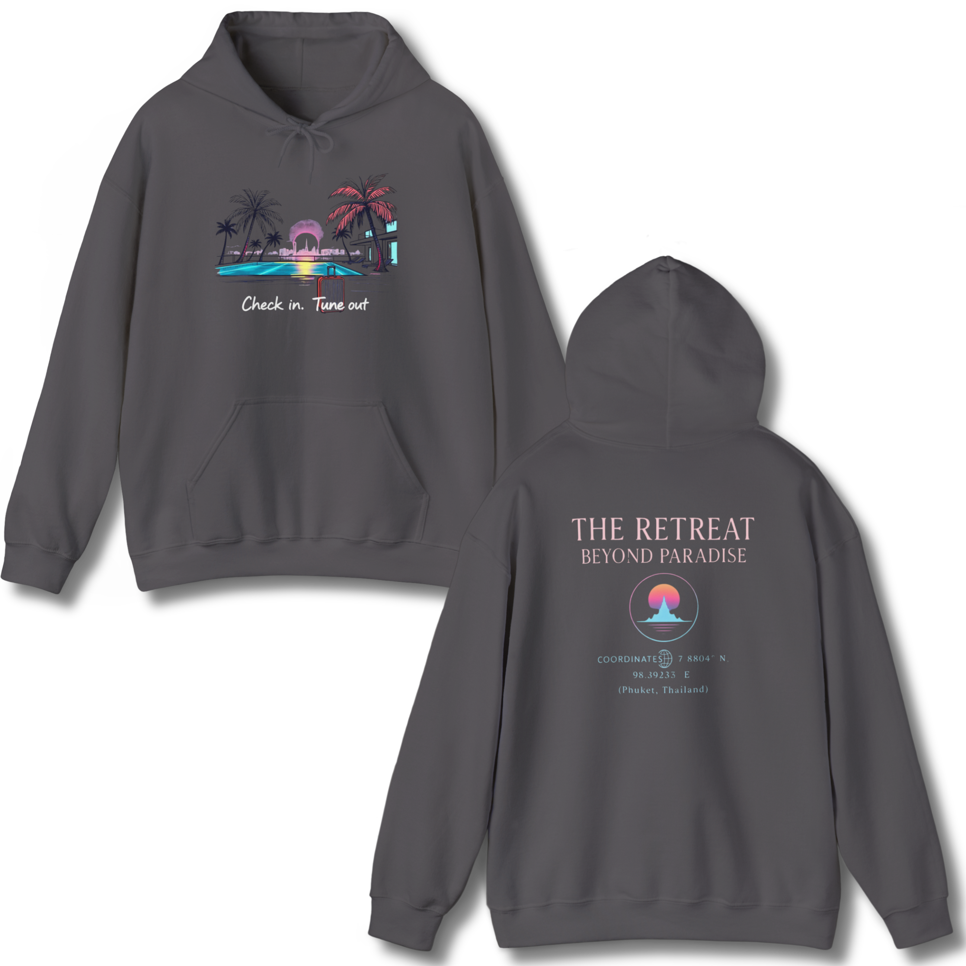 "Beyond Paradise" Hoodie – Check In. Tune Out. product thumbnail image