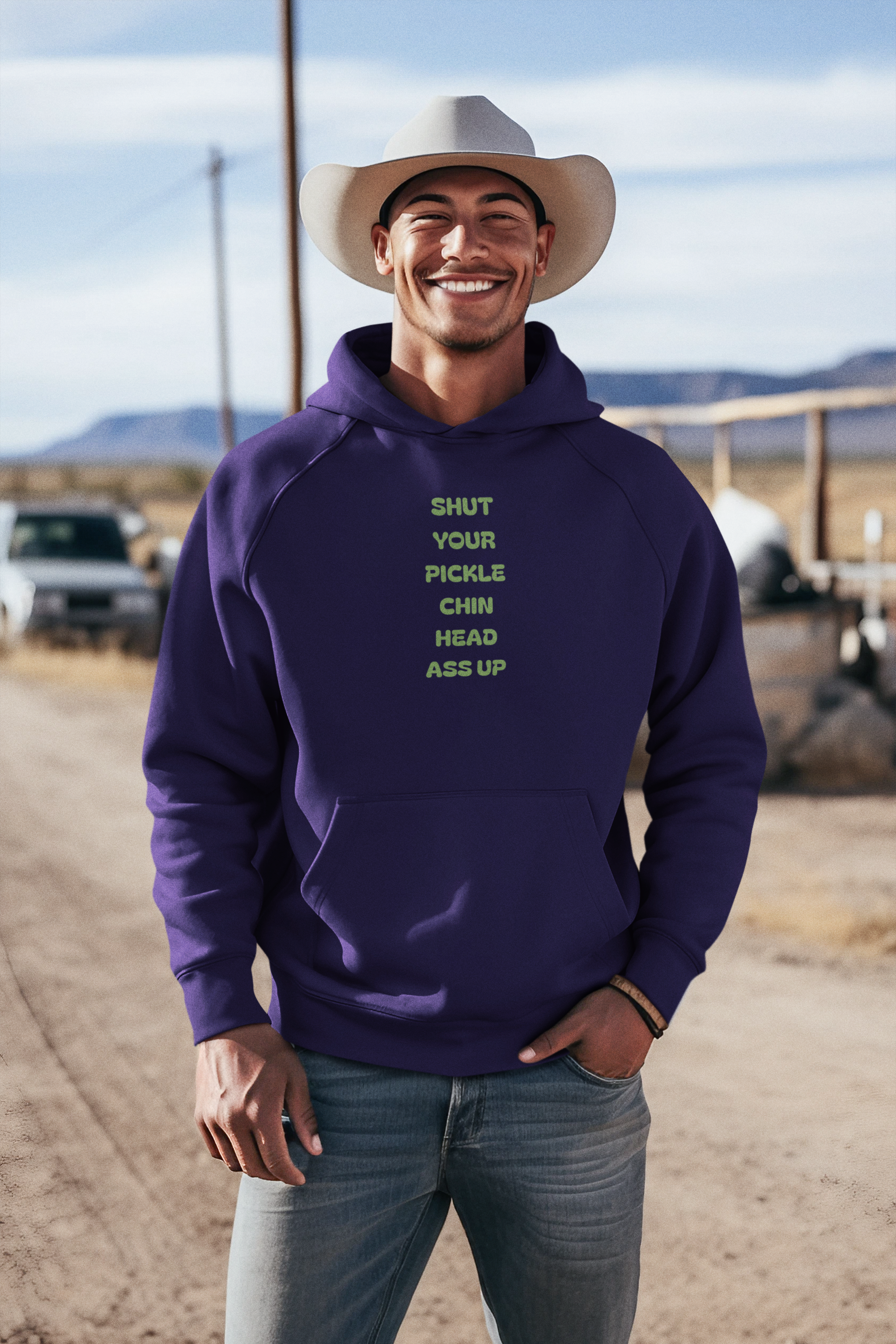 Unisex Hoodie - ‘Shut Your Pickle Chin Head Ass Up’- Jr's Collection product thumbnail image Unisex Hoodie - ‘Shut Your Pickle Chin Head Ass Up’- Jr's Collection product thumbnail image