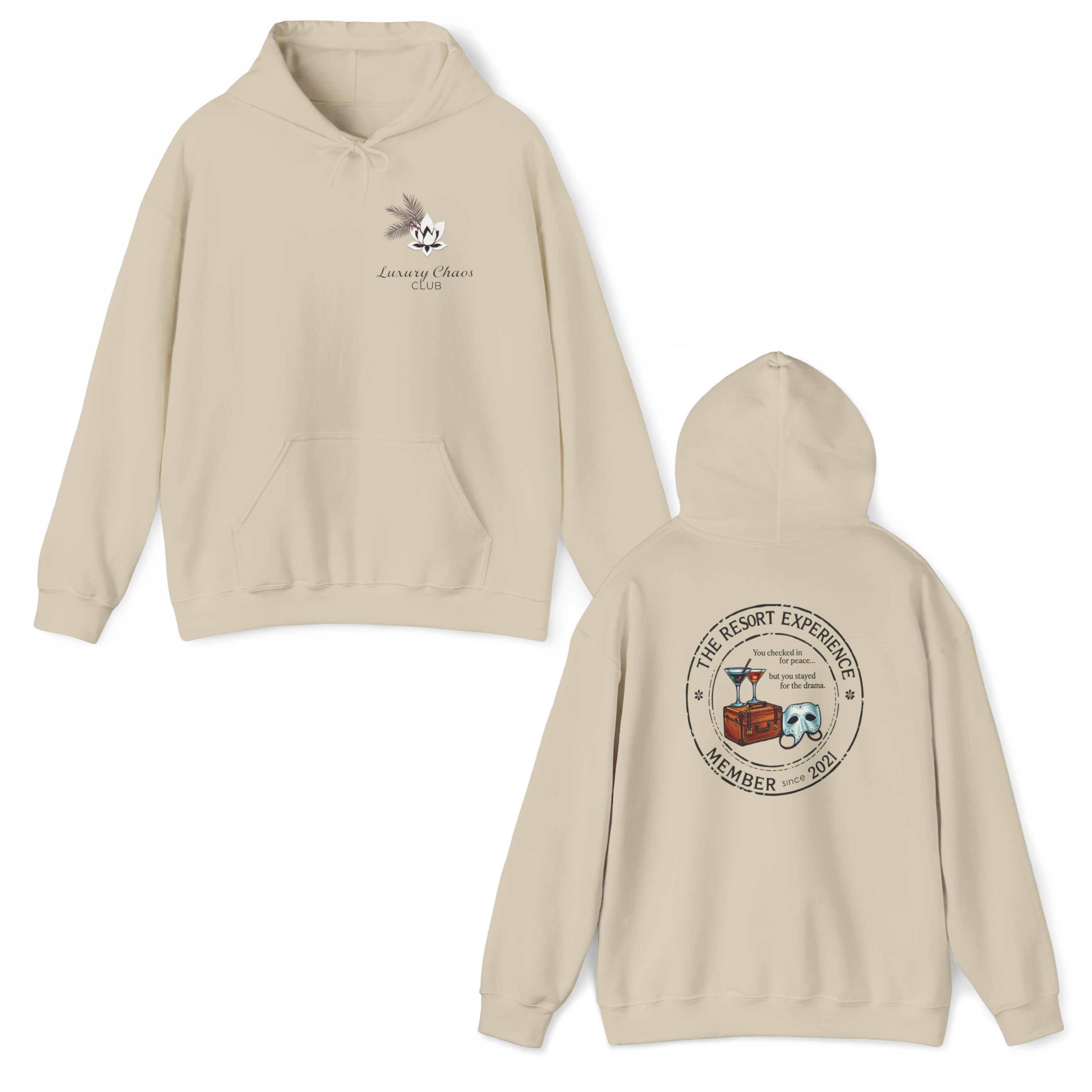 🧳 The Resort Experience Hoodie – Luxury Chaos Club Edition 🌴 product thumbnail image