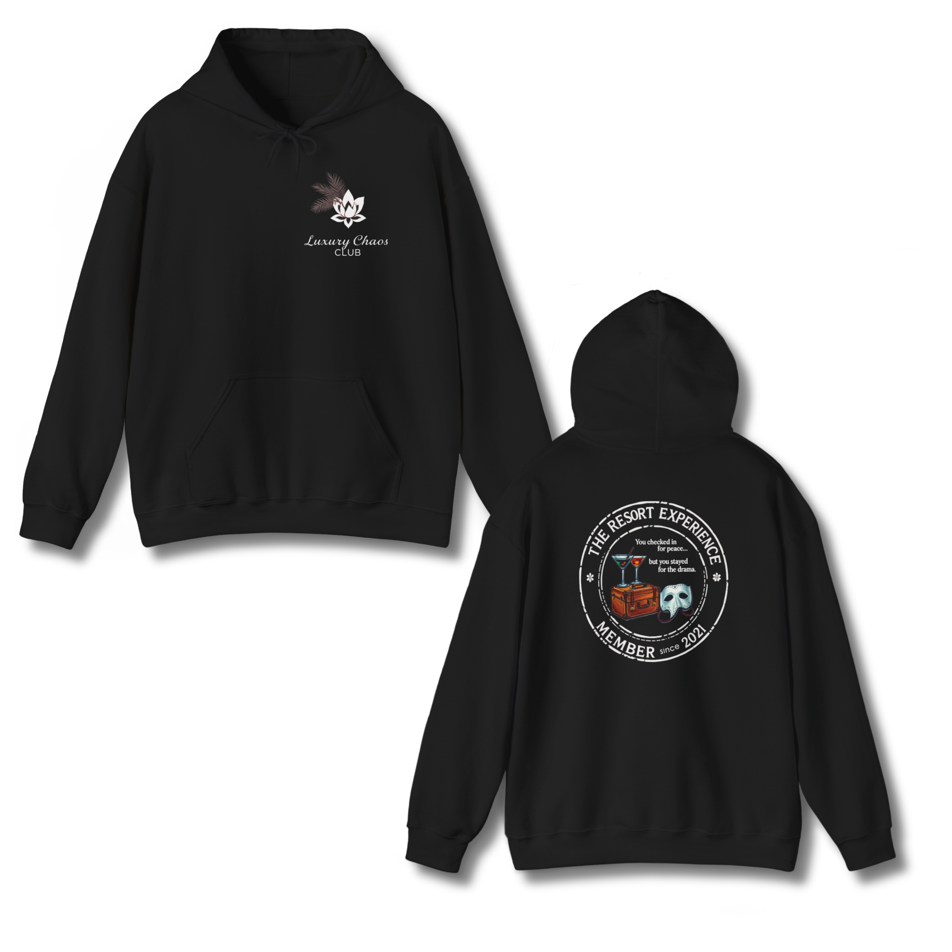 🧳 The Resort Experience Hoodie – Luxury Chaos Club Edition 🌴 product thumbnail image