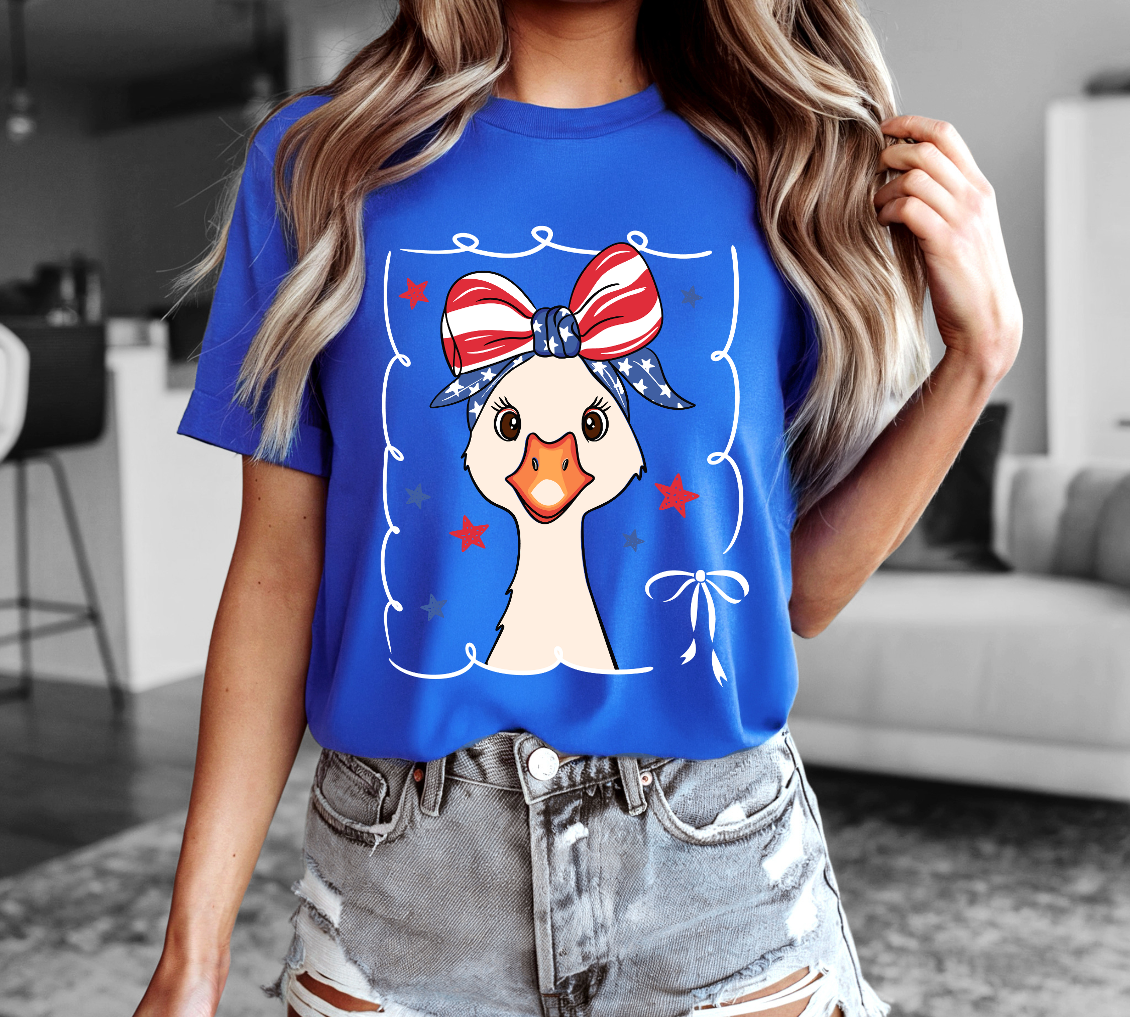 Patriotic Goose Short Sleeve Tee for Celebrations