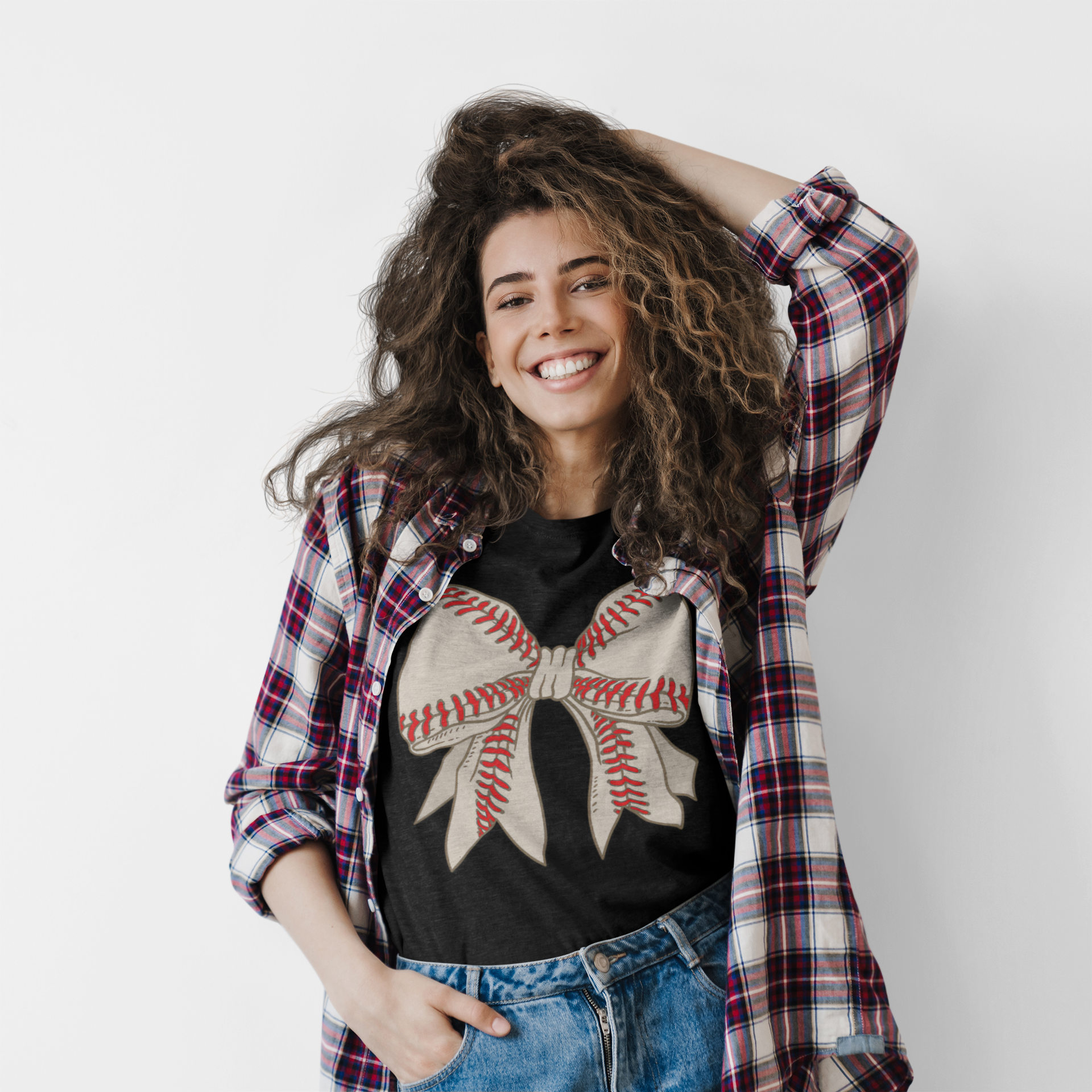 Baseball Bow Women's Softstyle Tee - Perfect for Game Day! Baseball Bow Women's Softstyle Tee - Perfect for Game Day!