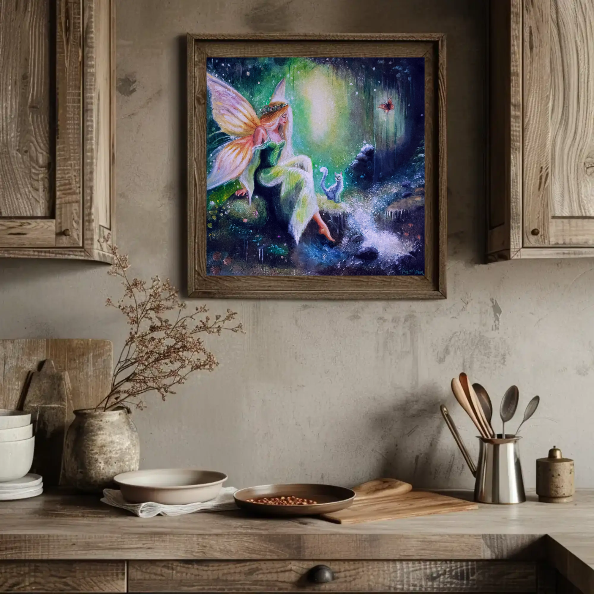 Heart of the Forest Fairy Cat Canvas Art - Stretched Matte Home Decor Heart of the Forest Fairy Cat Canvas Art - Stretched Matte Home Decor