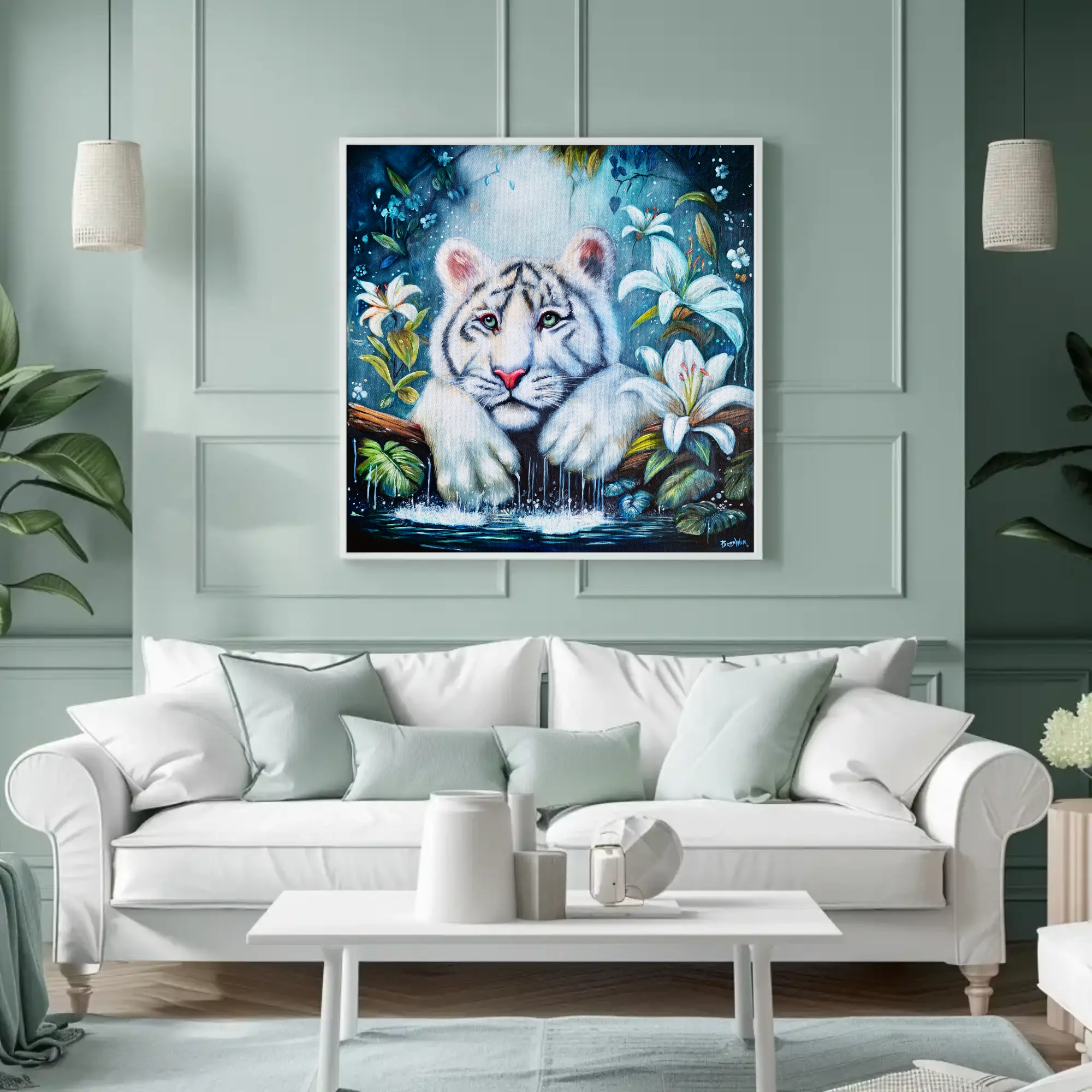 Majestic White Tiger Canvas Art - Wildlife Decor for Home &amp; Nature Lovers