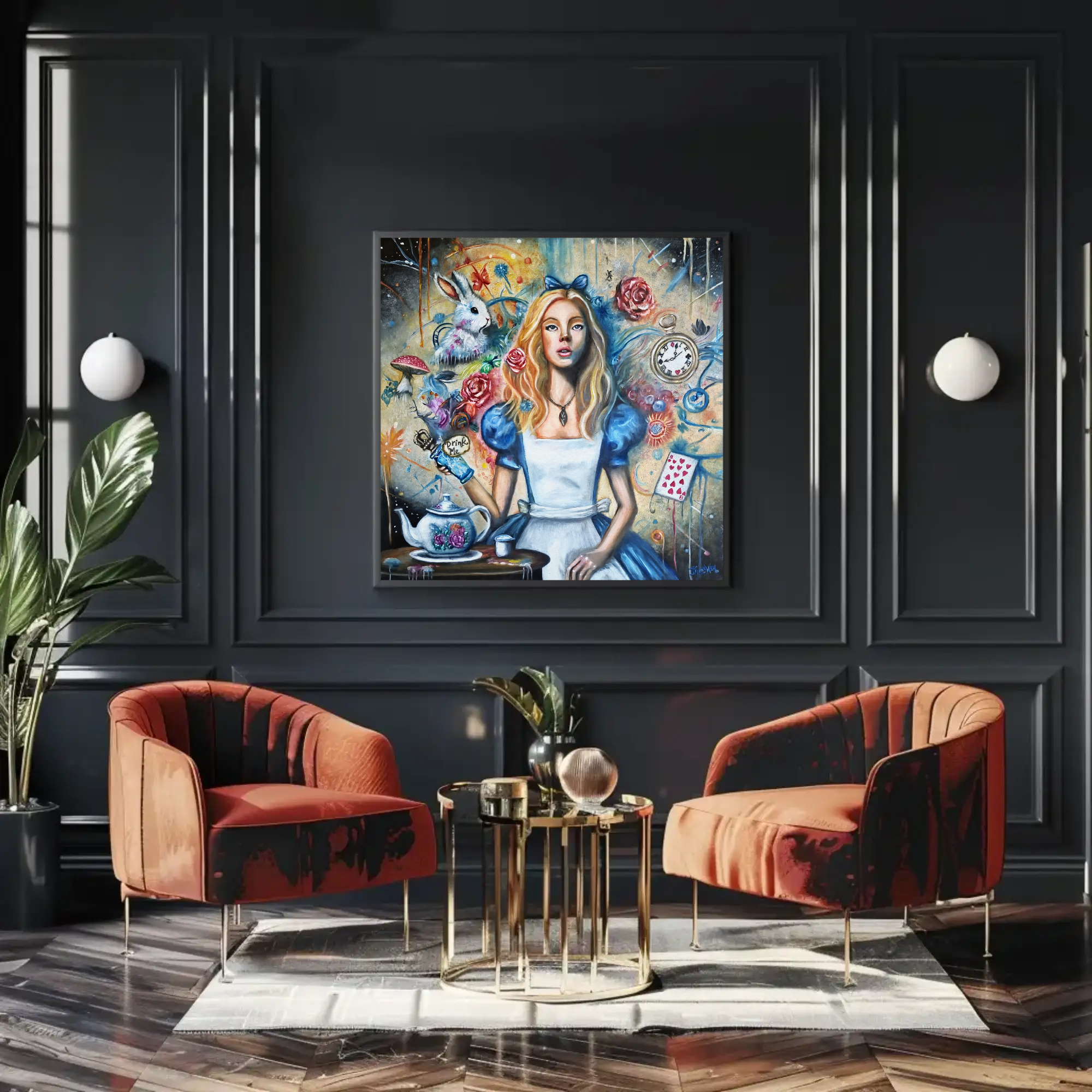 Lost in Wonderland Canvas Art with Alice - Stretched Matte Home Decor Lost in Wonderland Canvas Art with Alice - Stretched Matte Home Decor