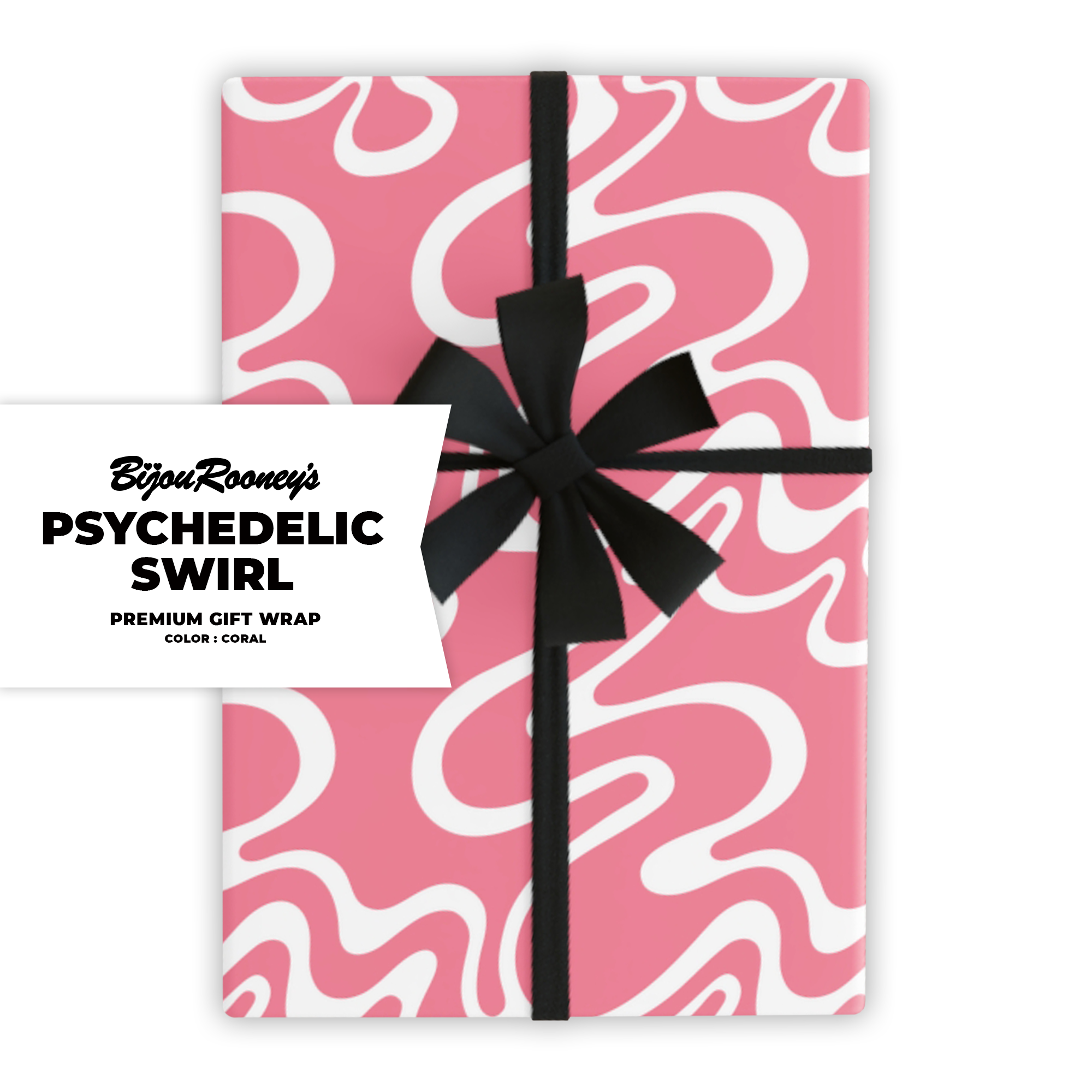 Psychedelic Swirl Gift Wrap in Coral