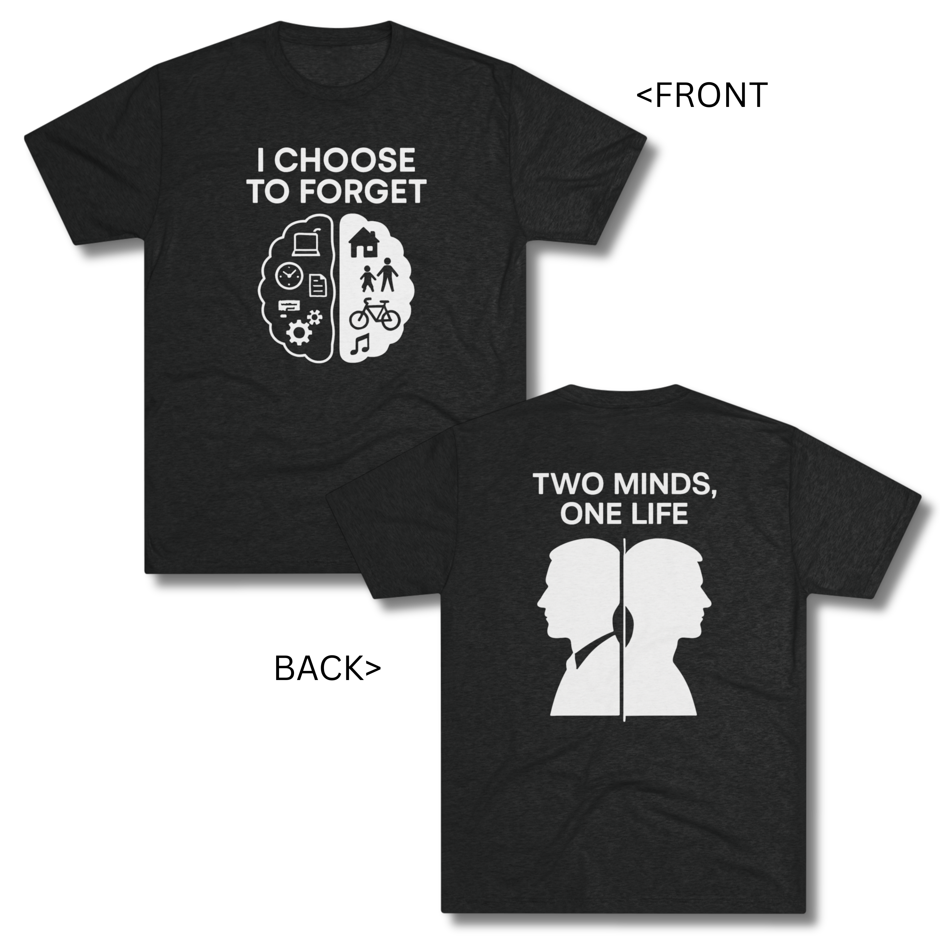 "Two Minds, One Life" Split Brain Tee product thumbnail image