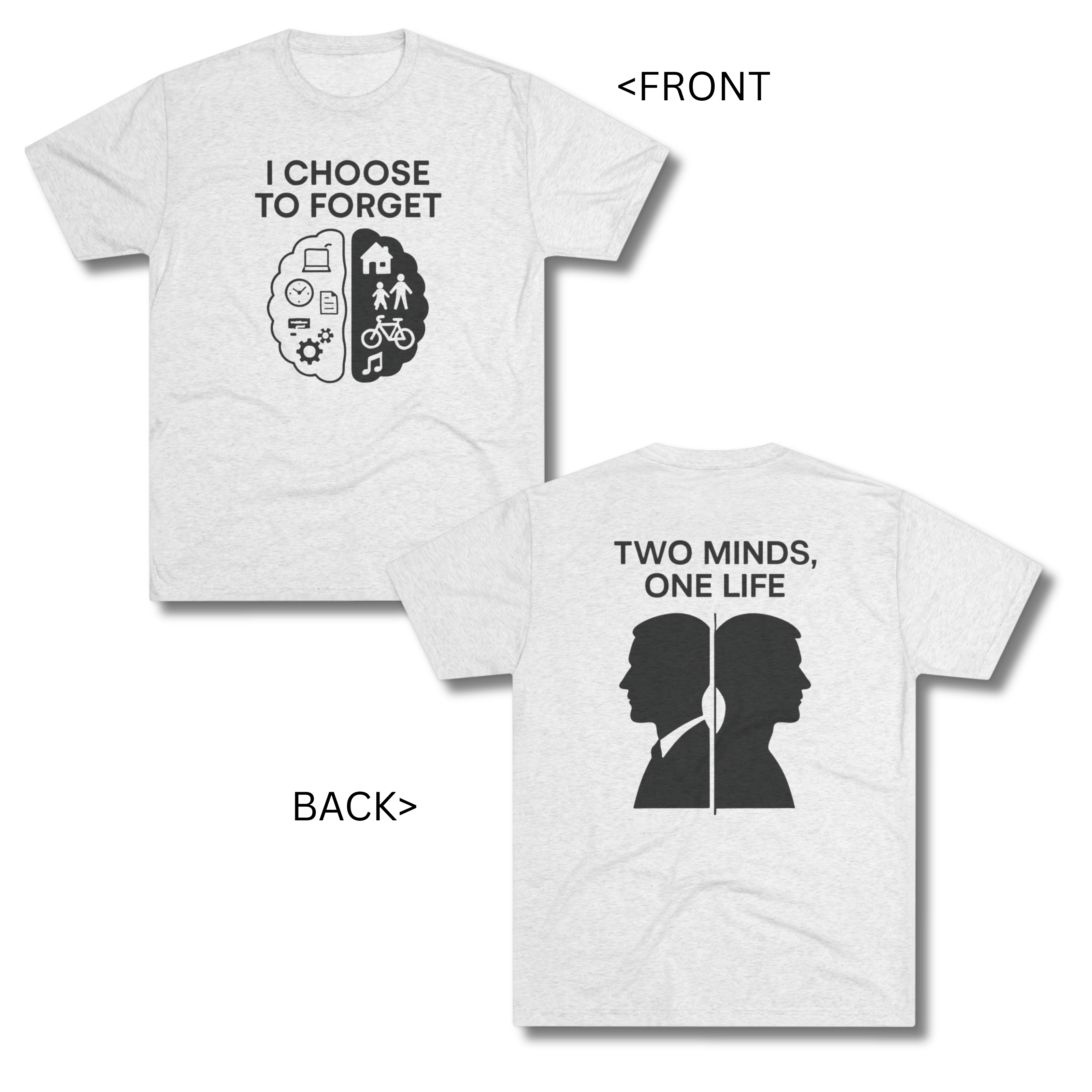 "Two Minds, One Life" Split Brain Tee product thumbnail image