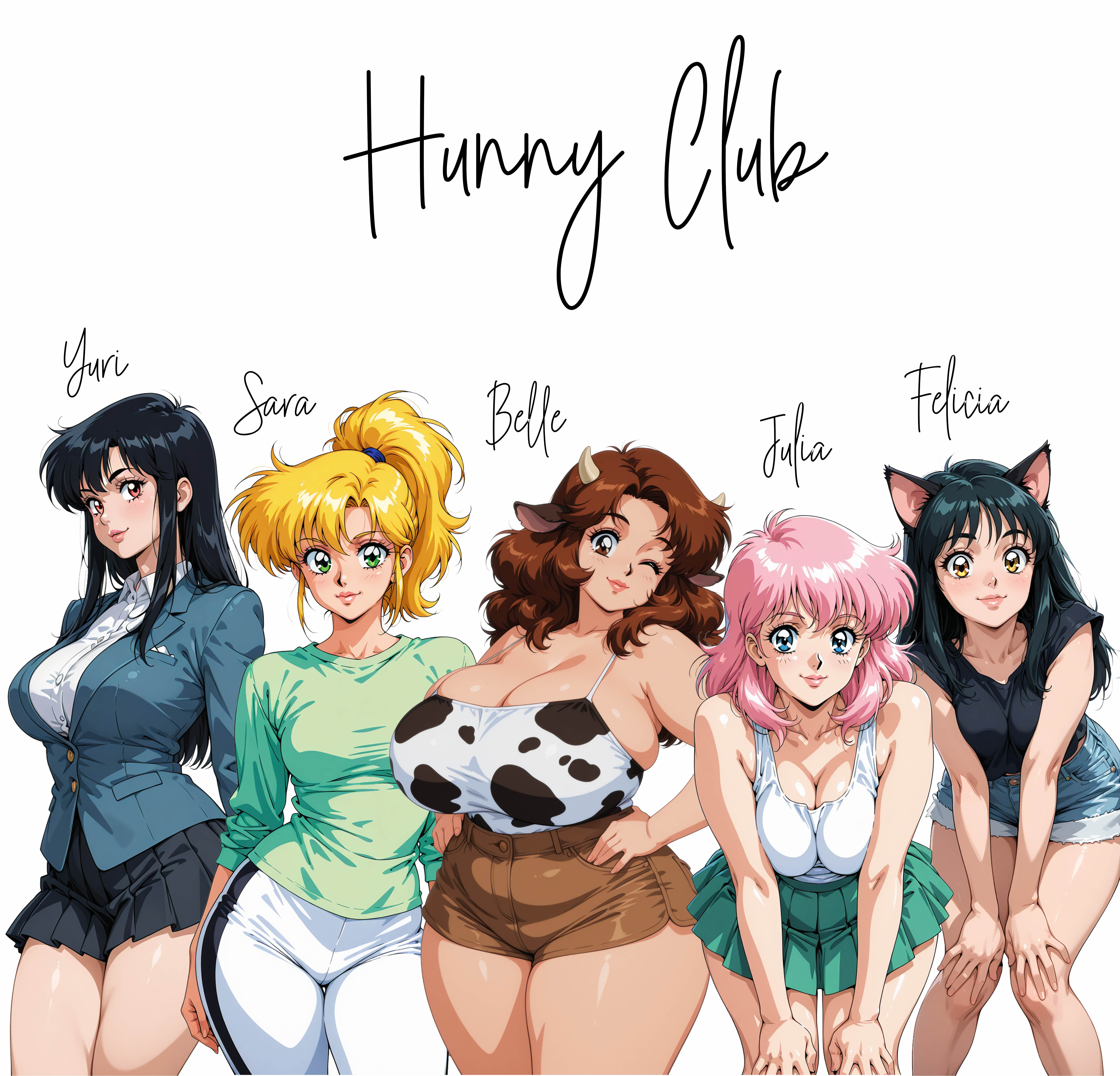 Retro Hunny Club Group Shirt - Unisex Heavy Cotton Tee