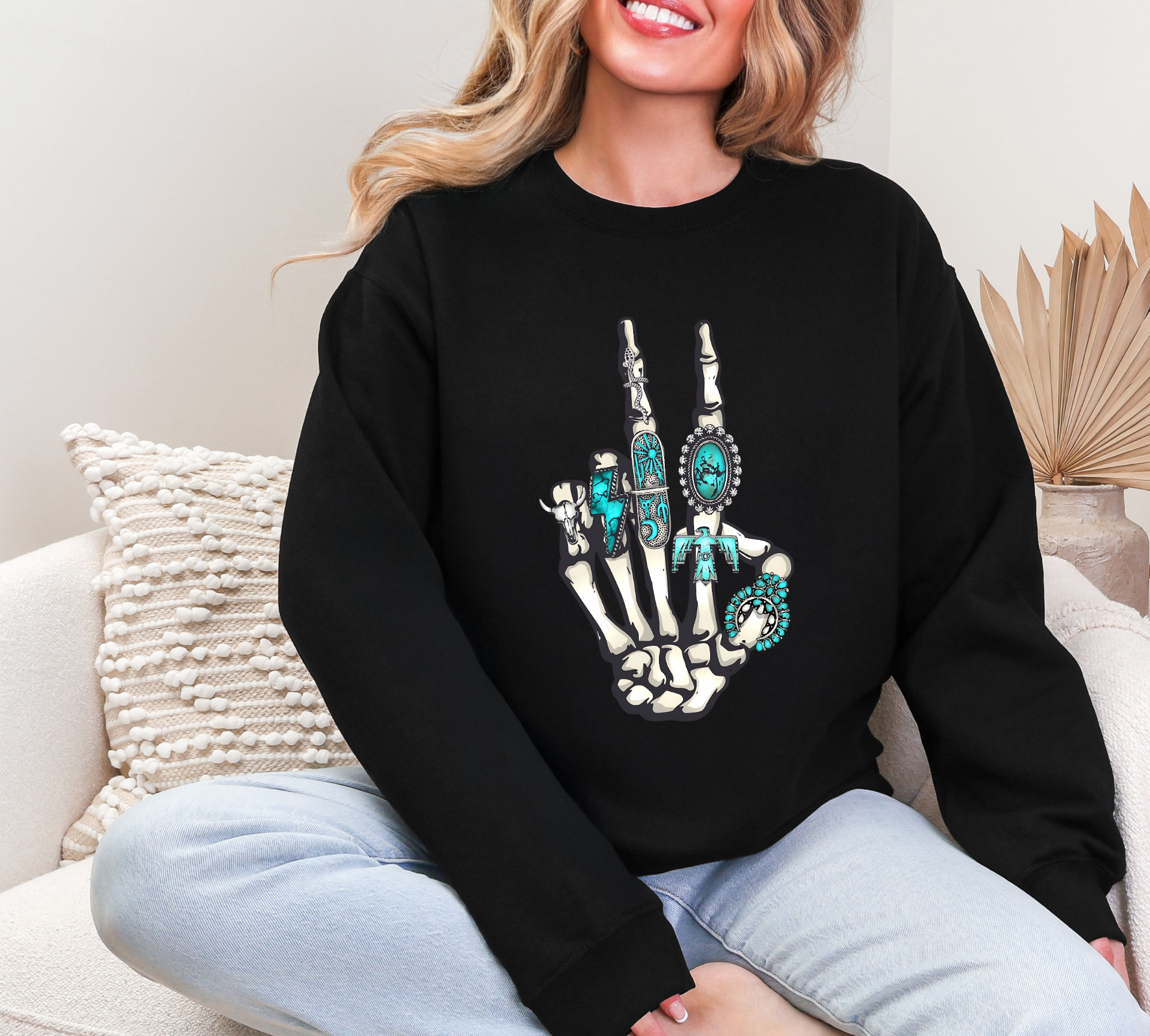 Bone Peace sign - Teal