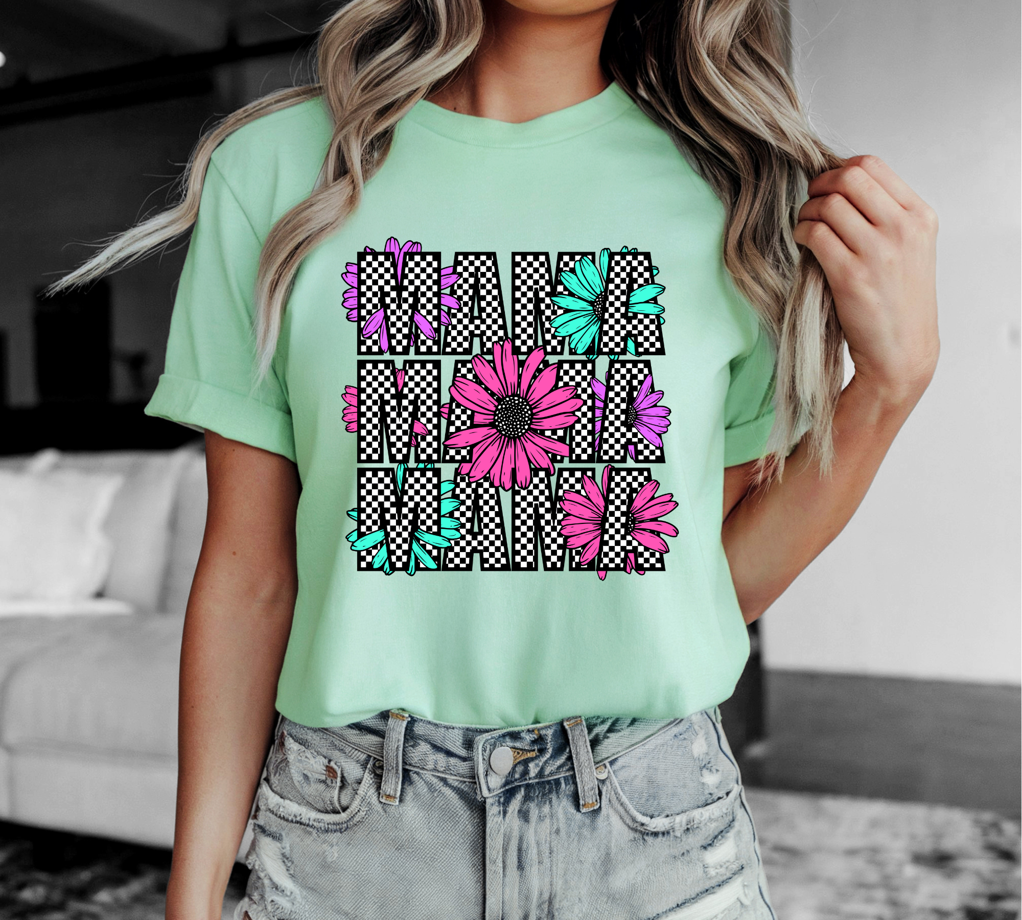 Mama Mama Mama - Checkered/Flowers